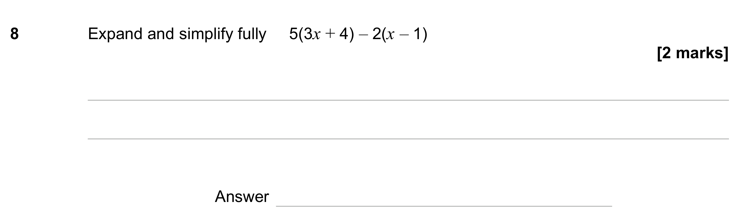 Question 8 — Algebra (Expand/Simplify/Factorise) — AQA GCSE June 2023