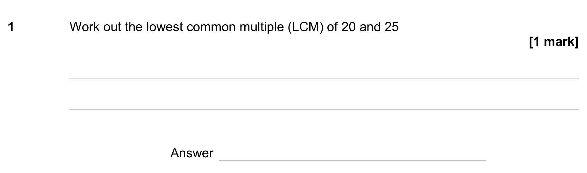 Question 1 — HCF and LCM — AQA GCSE November 2023