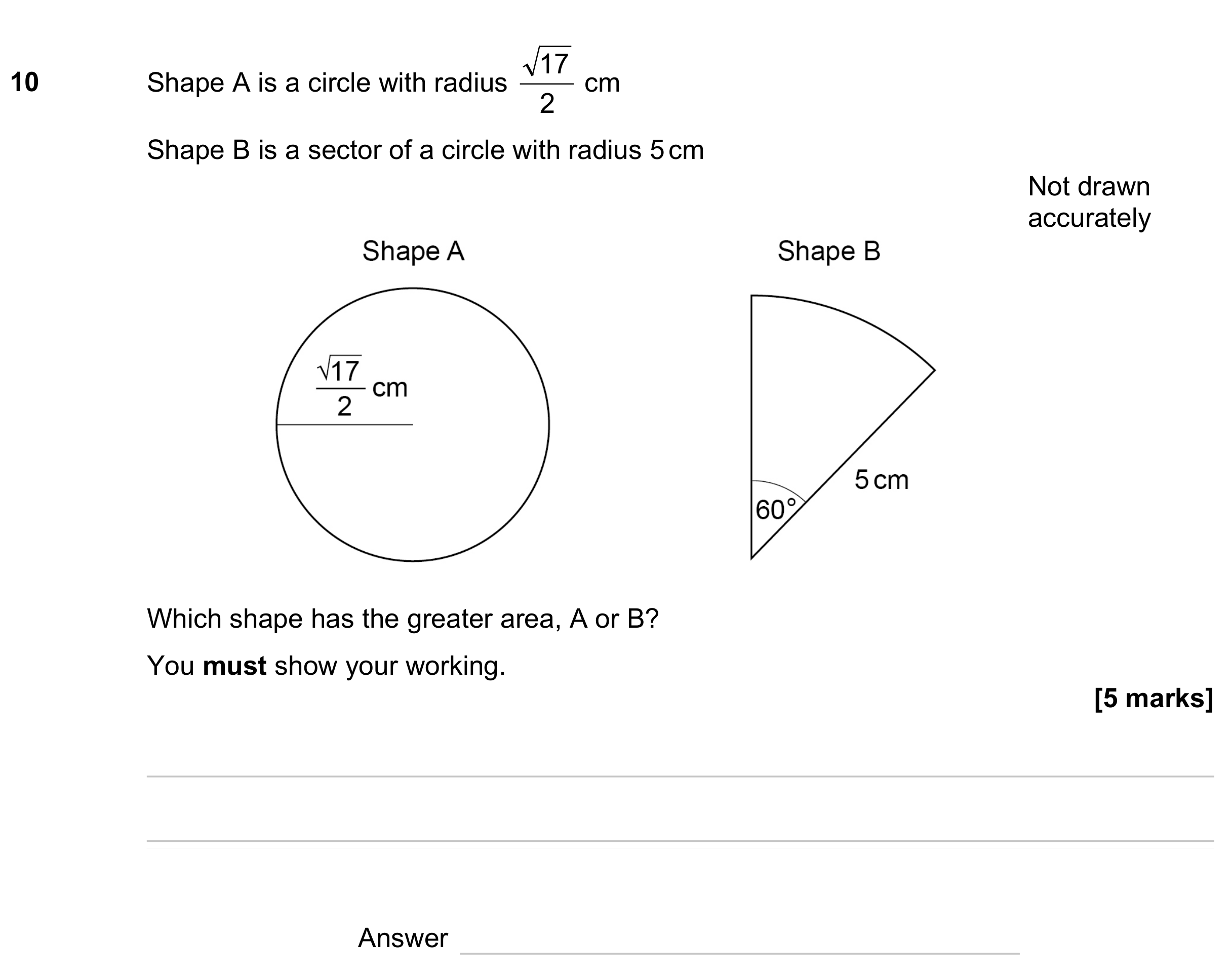 Question 10 — Perimeter and Area, Sectors — AQA GCSE November 2023
