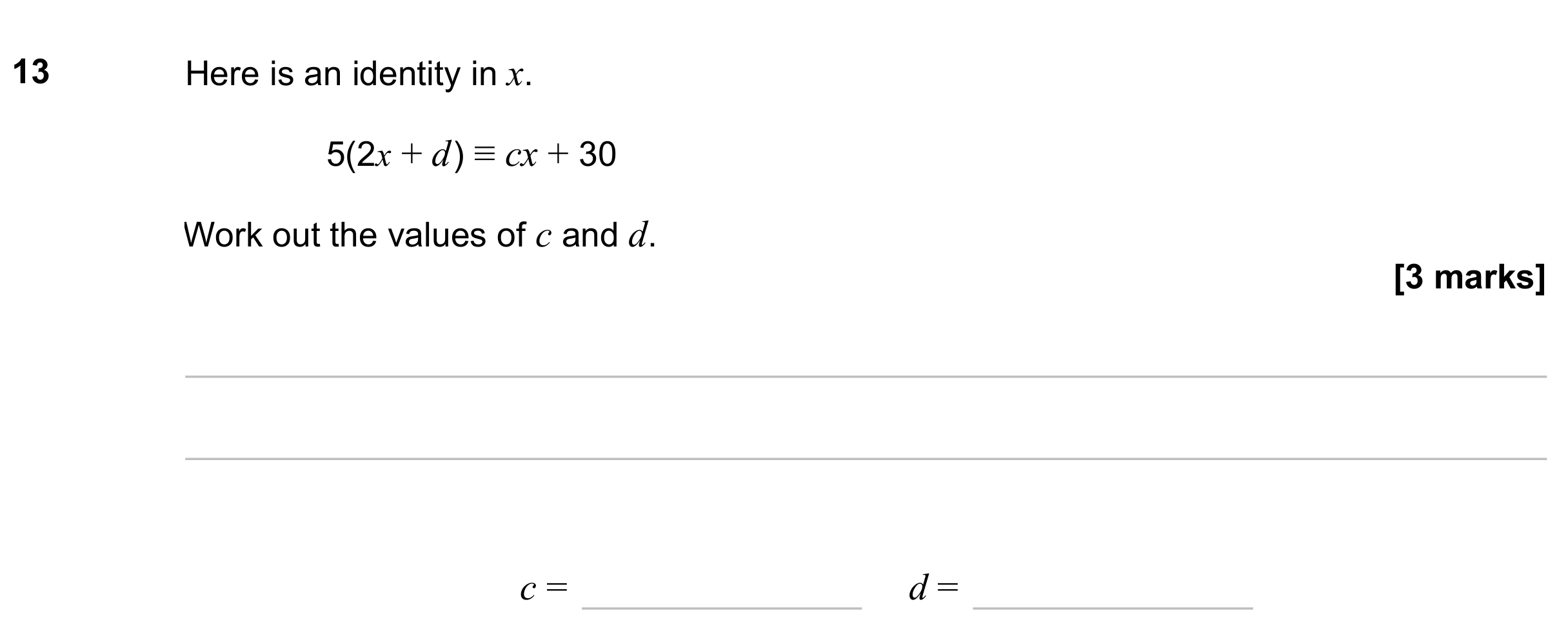 Question 13 — Identities — AQA GCSE November 2023