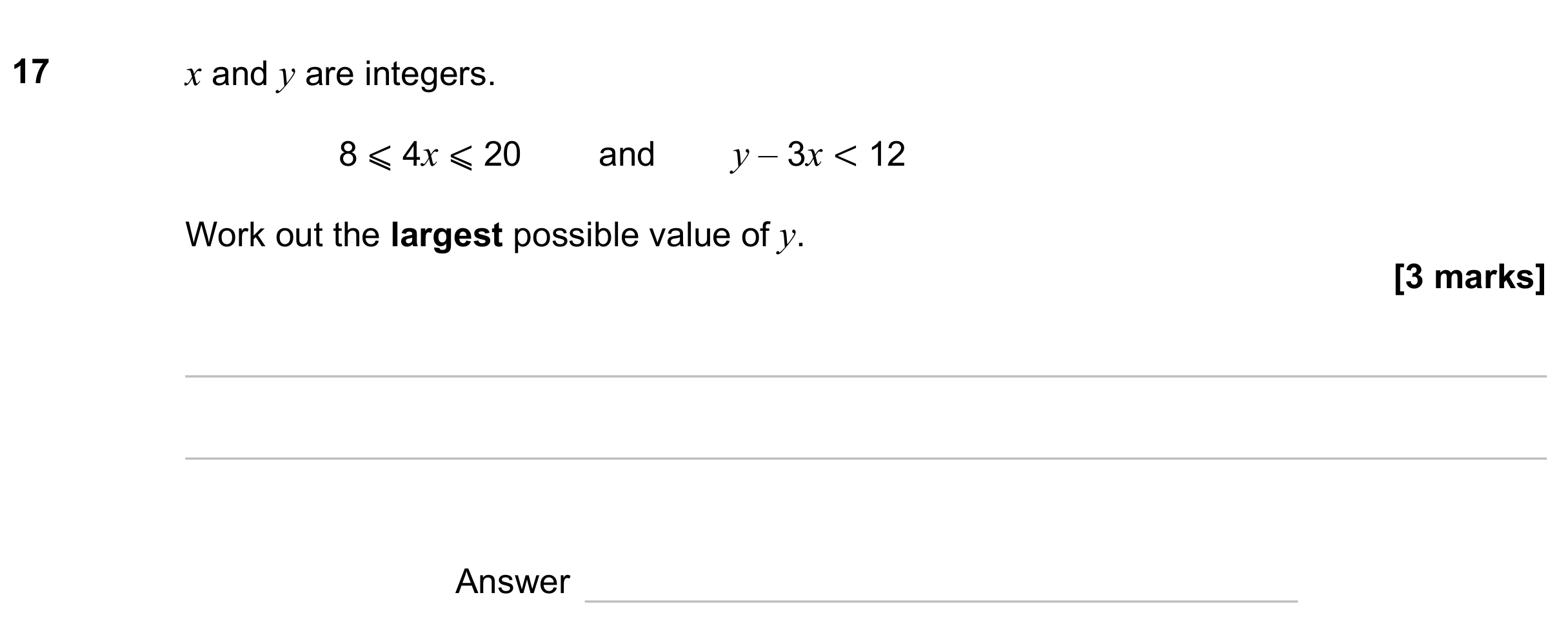 Question 17 — Inequalities — AQA GCSE November 2023