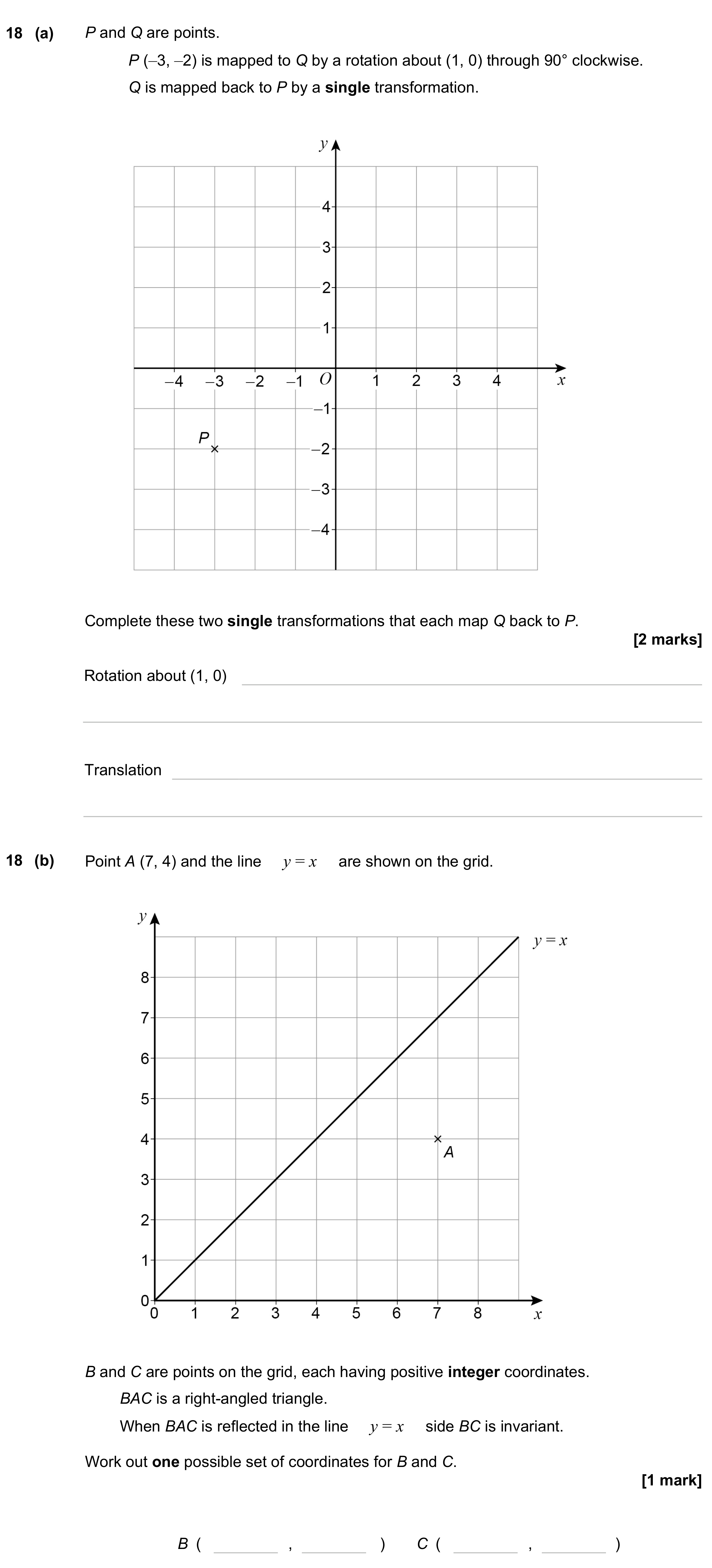 Question 18 — Rotations/Reflections/Translations/Enlargements — AQA GCSE November 2023