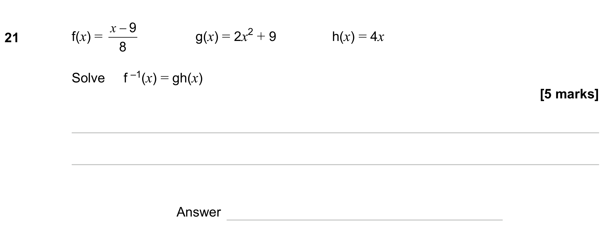 Question 21 — Functions — AQA GCSE November 2023