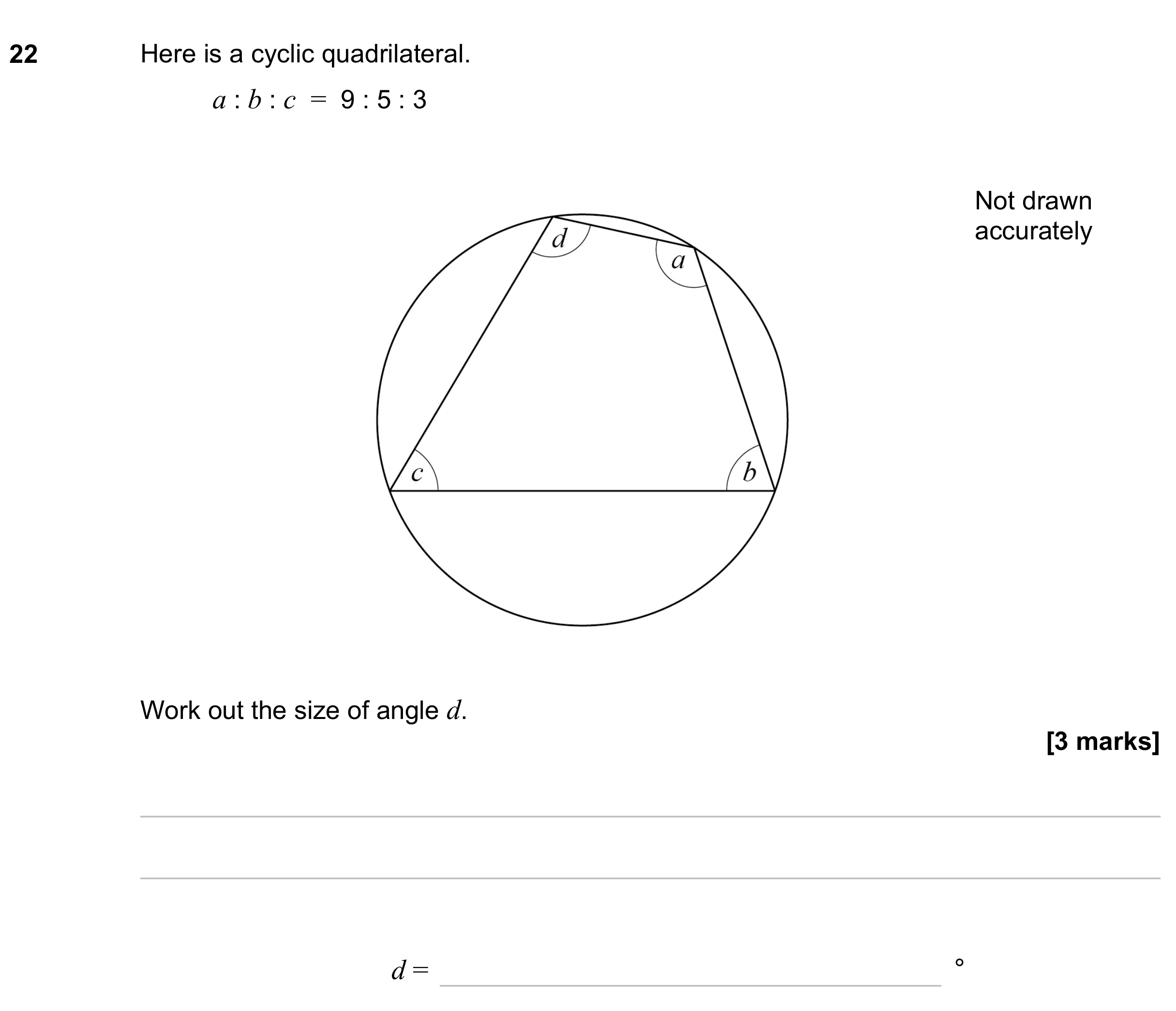 Question 22 — Circle Theorems, Ratios — AQA GCSE November 2023