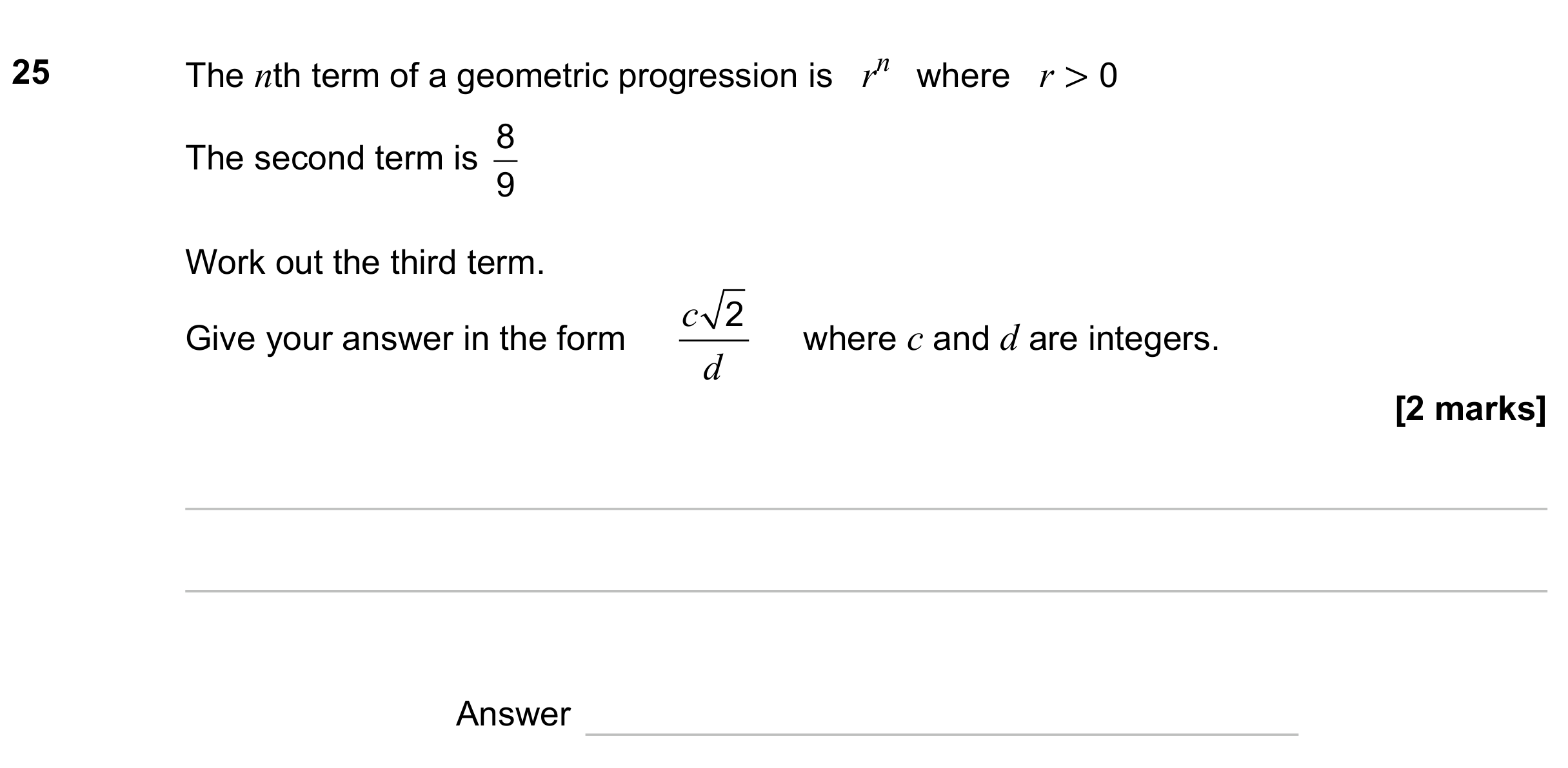 Question 25 — Sequences — AQA GCSE November 2023