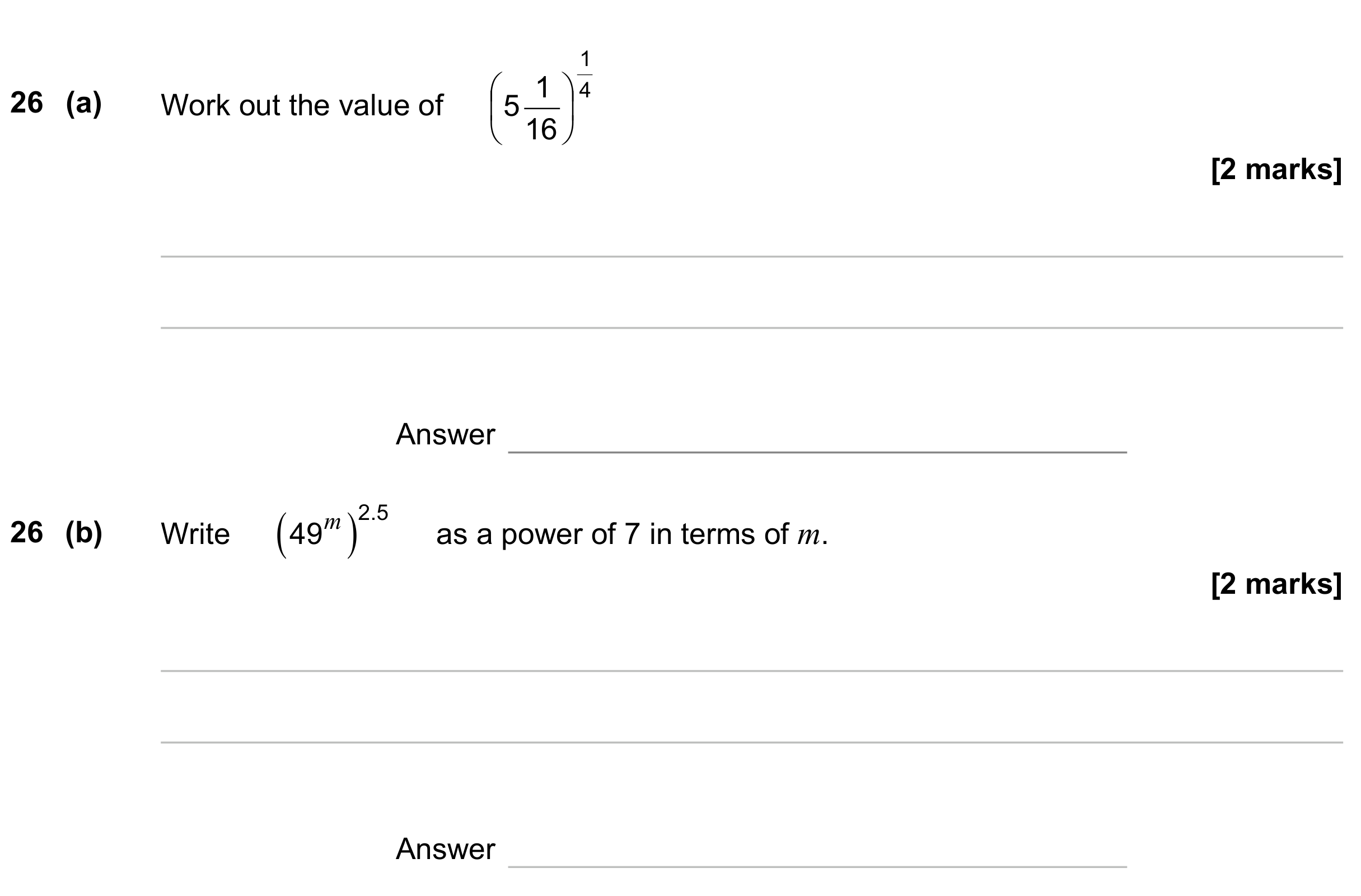 Question 26 — Powers — AQA GCSE November 2023