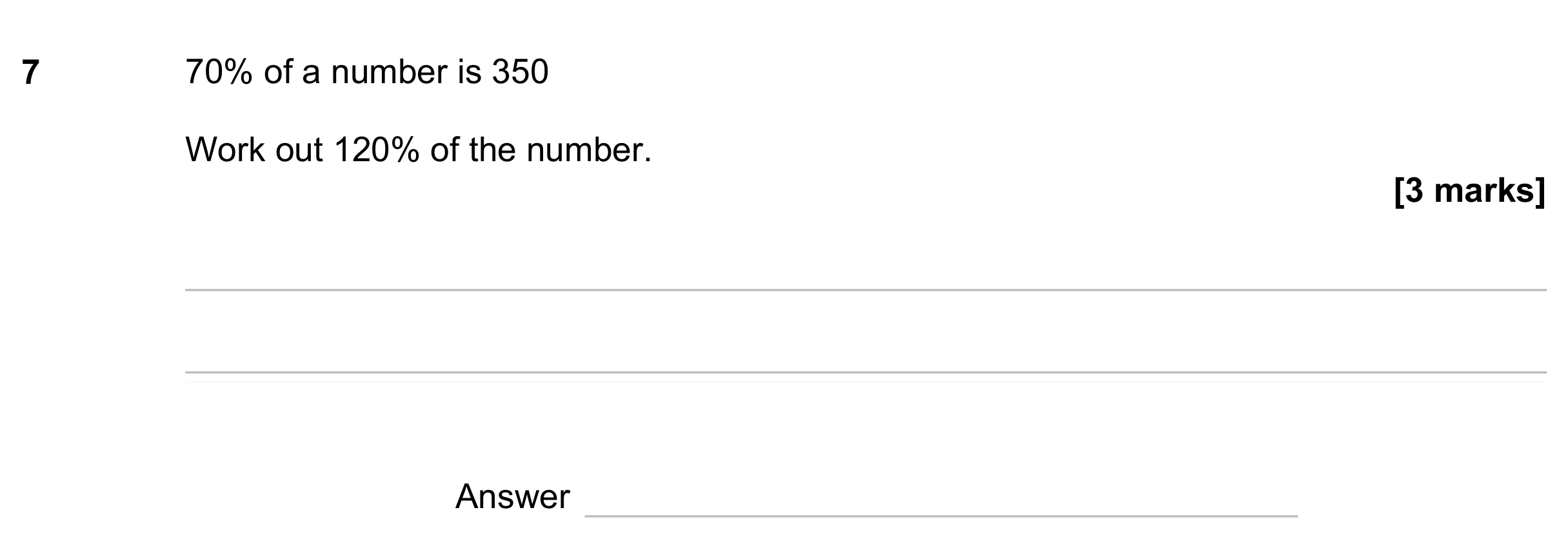 Question 7 — Percentages — AQA GCSE November 2023