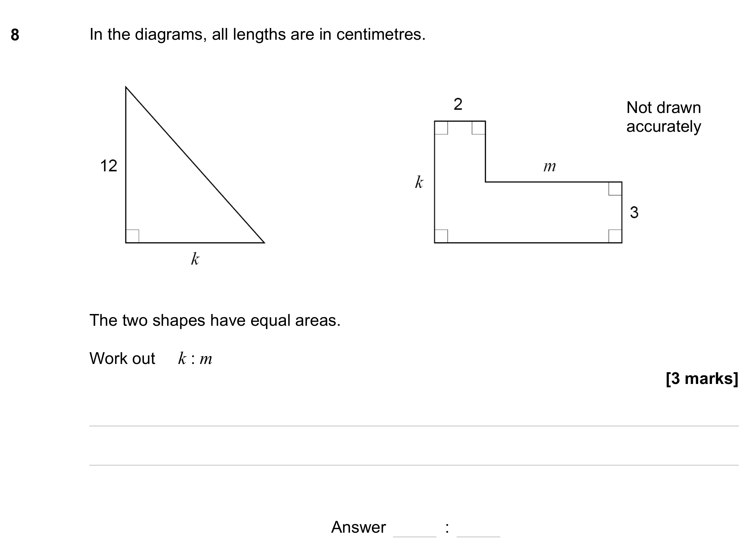 Question 8 — Perimeter and Area, Ratios — AQA GCSE November 2023