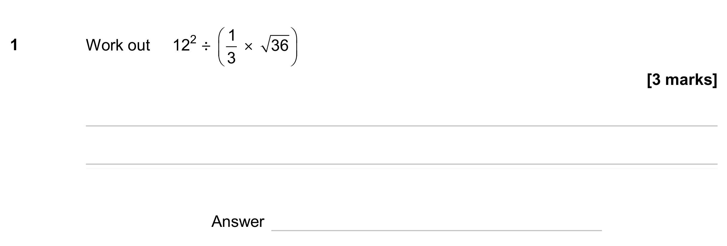Question 1 — Powers and Roots — AQA GCSE June 2024