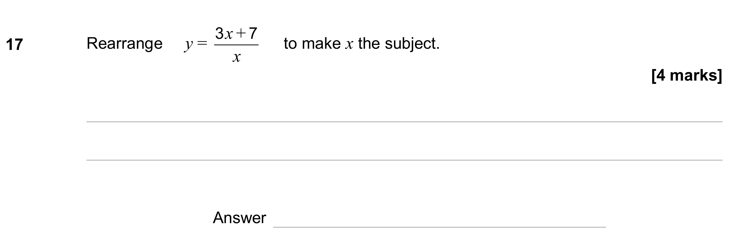 Question 17 — Formulae — AQA GCSE June 2024