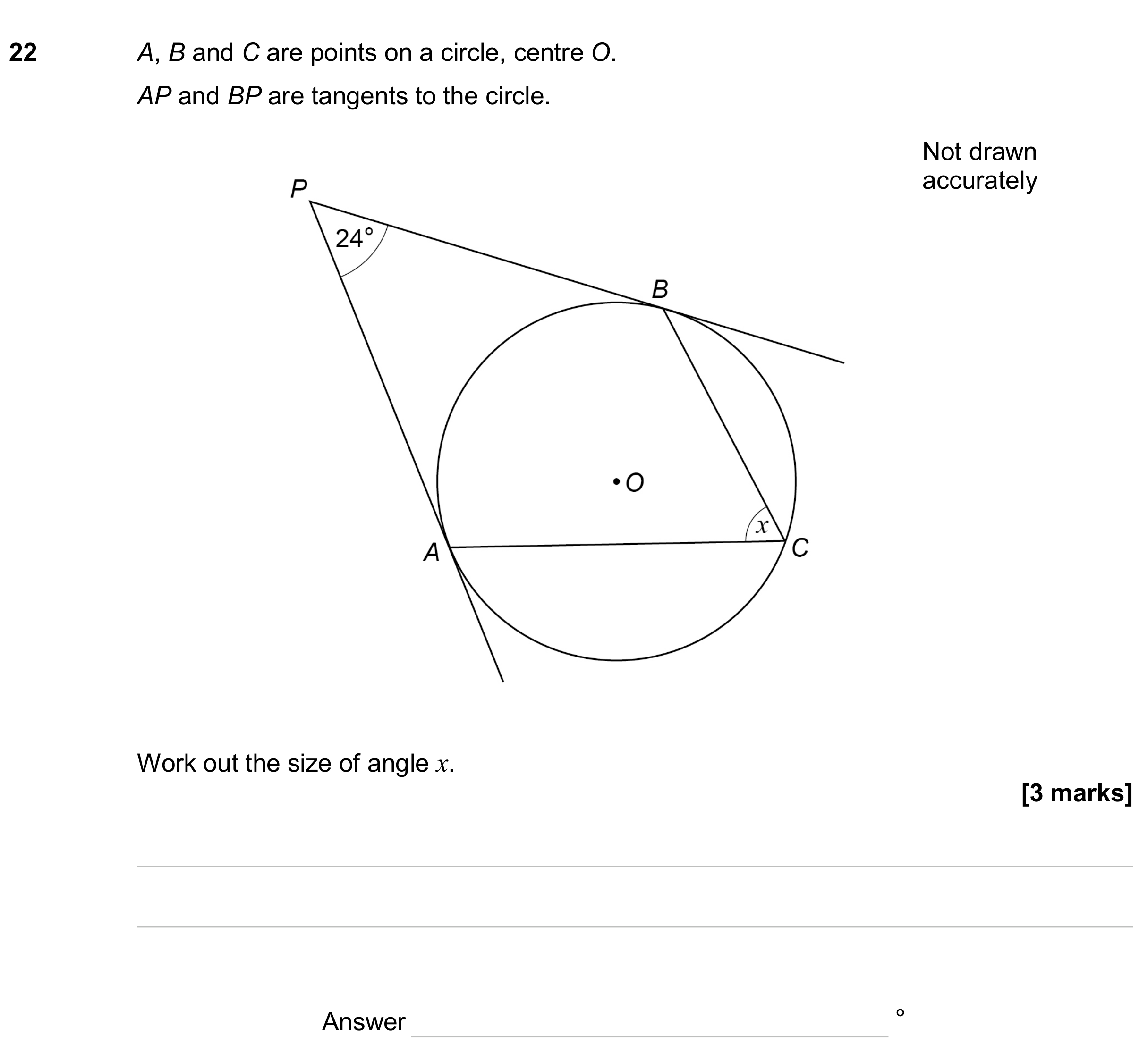 Question 22 — Circle Theorems — AQA GCSE June 2024