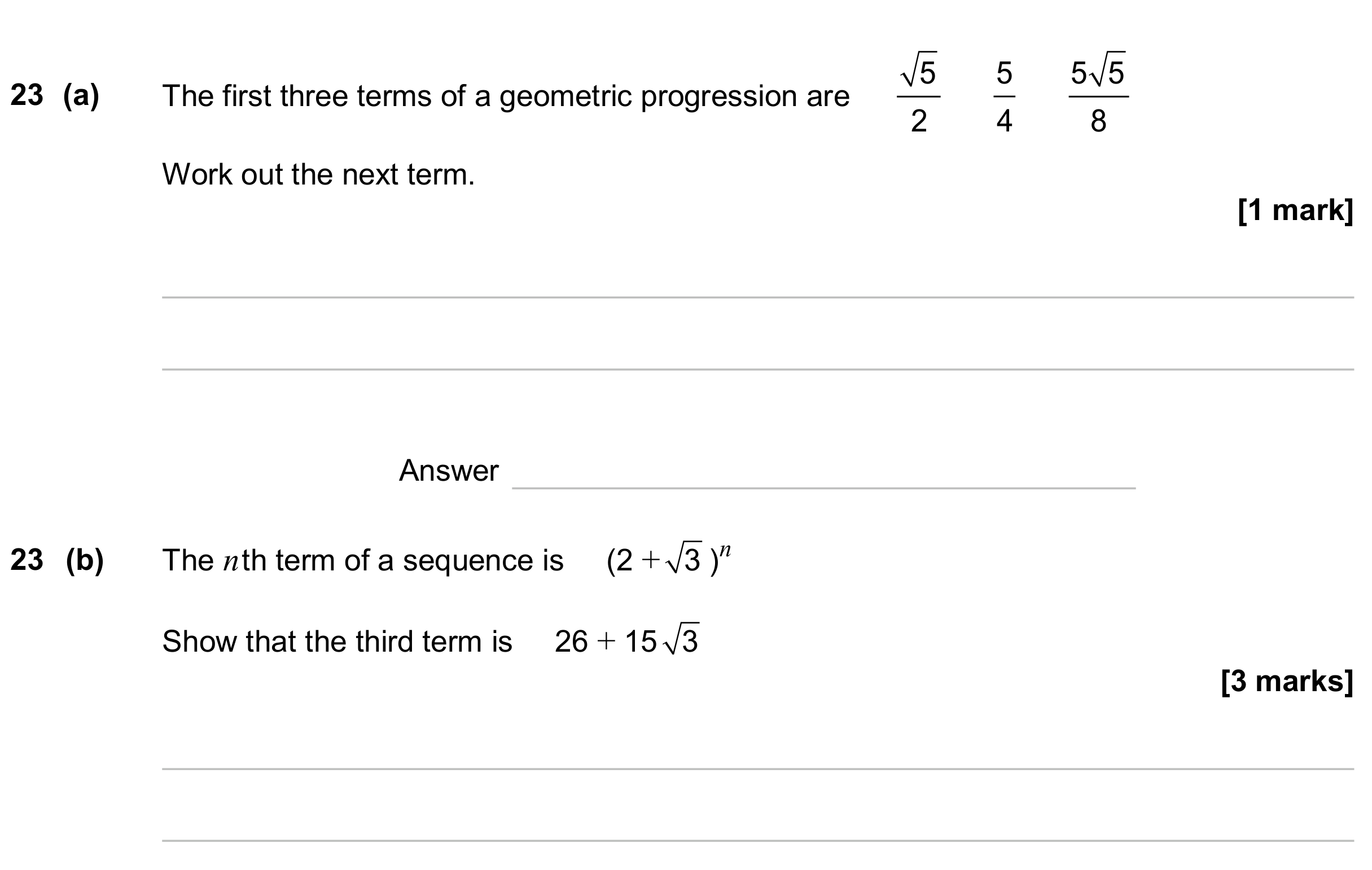 Question 23 — Sequences — AQA GCSE June 2024
