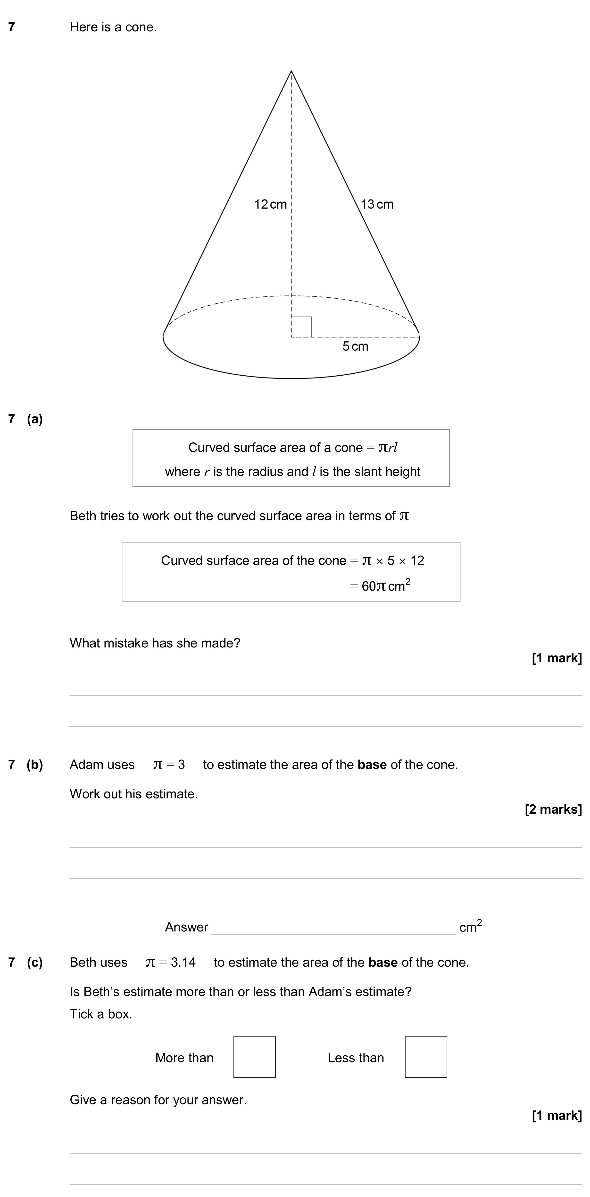 Question 7 — Surface Area and Volume — AQA GCSE June 2024
