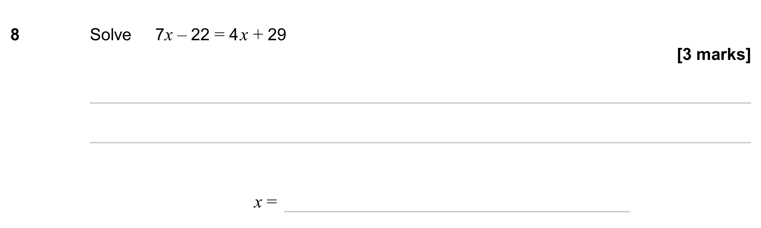 Question 8 — Linear Equations — AQA GCSE June 2024