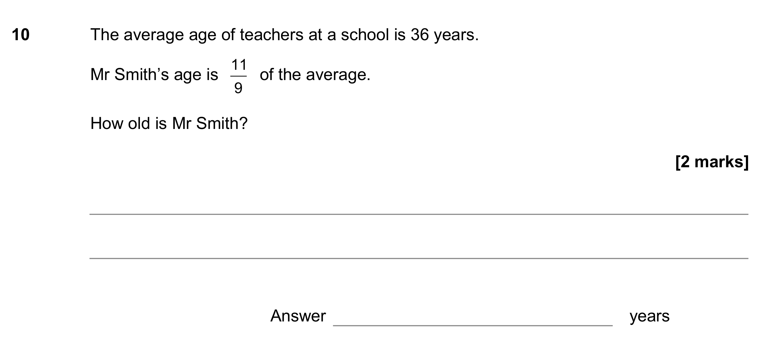 Question 10 — Fractions — AQA GCSE June 2017