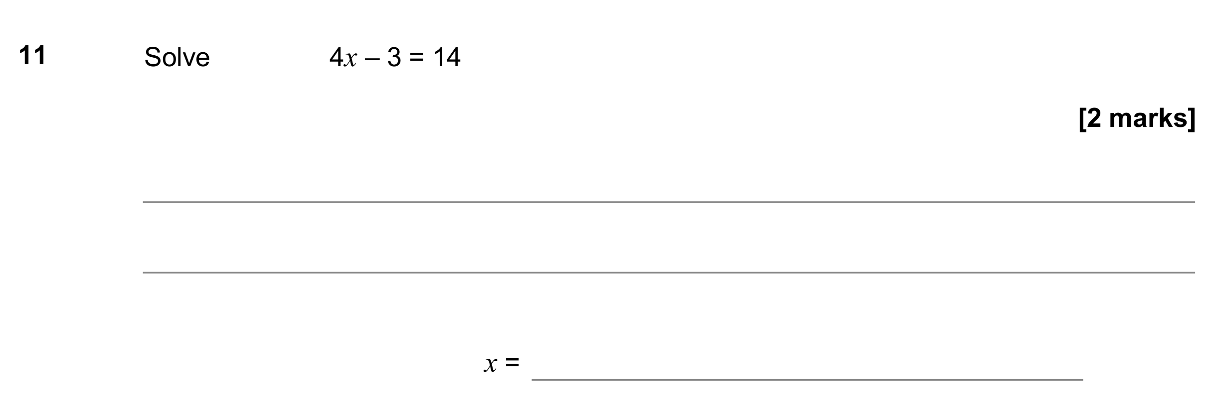 Question 11 — Linear Equations — AQA GCSE June 2017