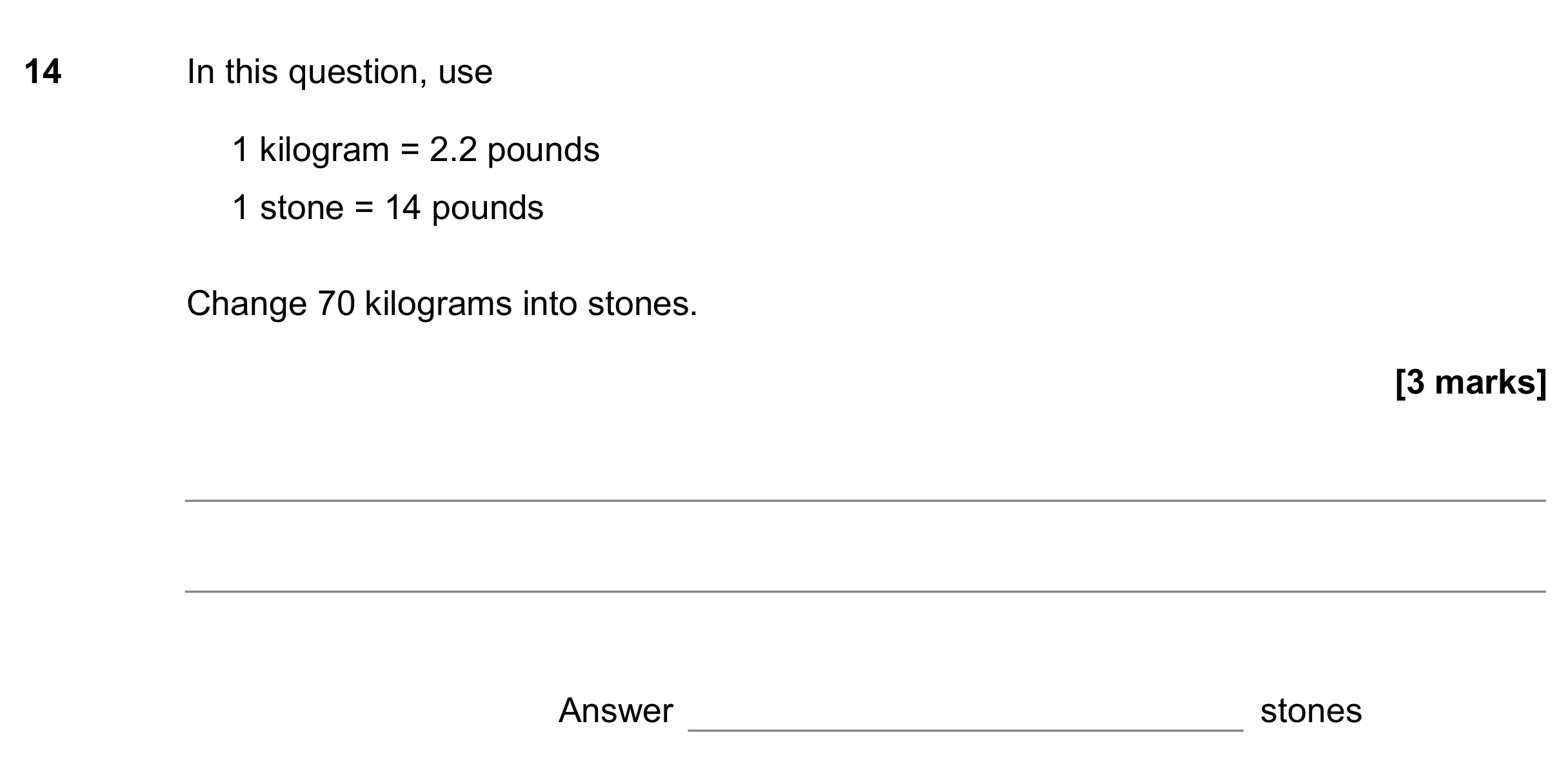 Question 14 — Unit Conversions — AQA GCSE June 2017