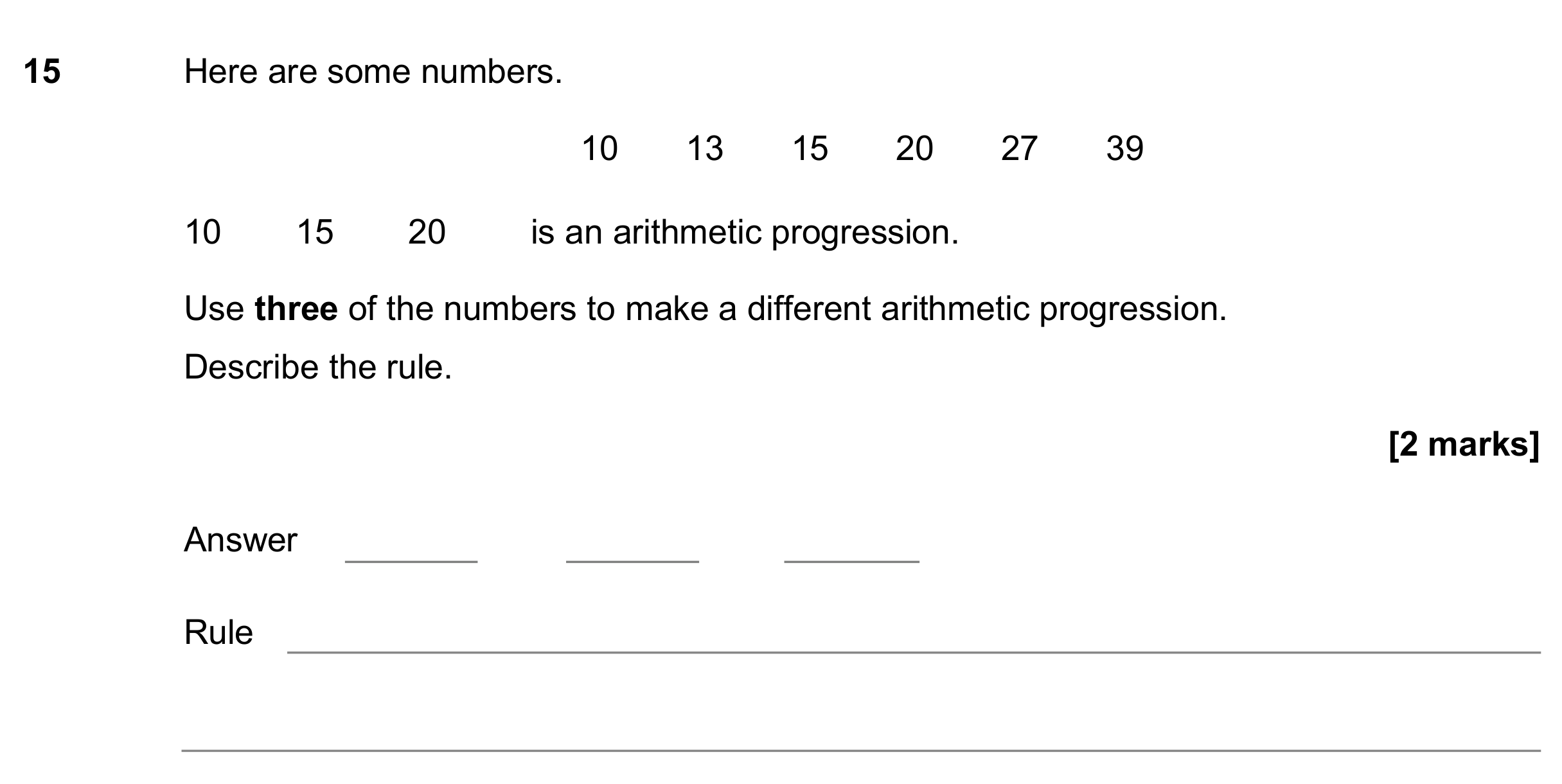 Question 15 — Sequences — AQA GCSE June 2017