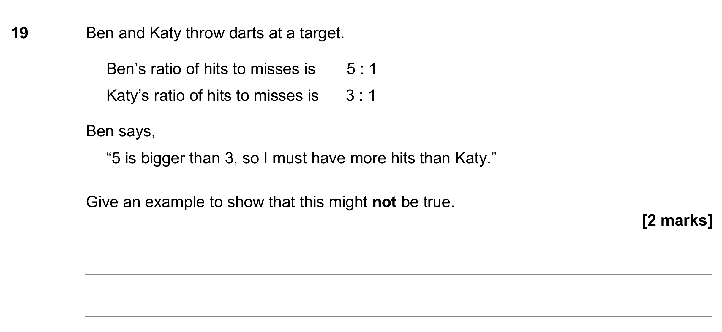Question 19 — Ratios — AQA GCSE June 2017
