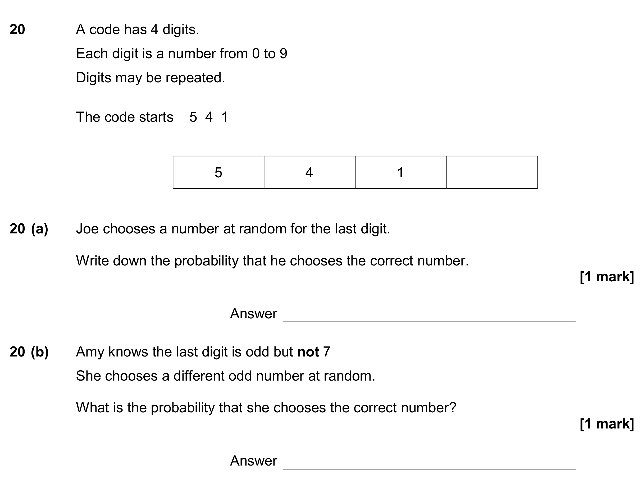 Question 20 — Probability — AQA GCSE June 2017