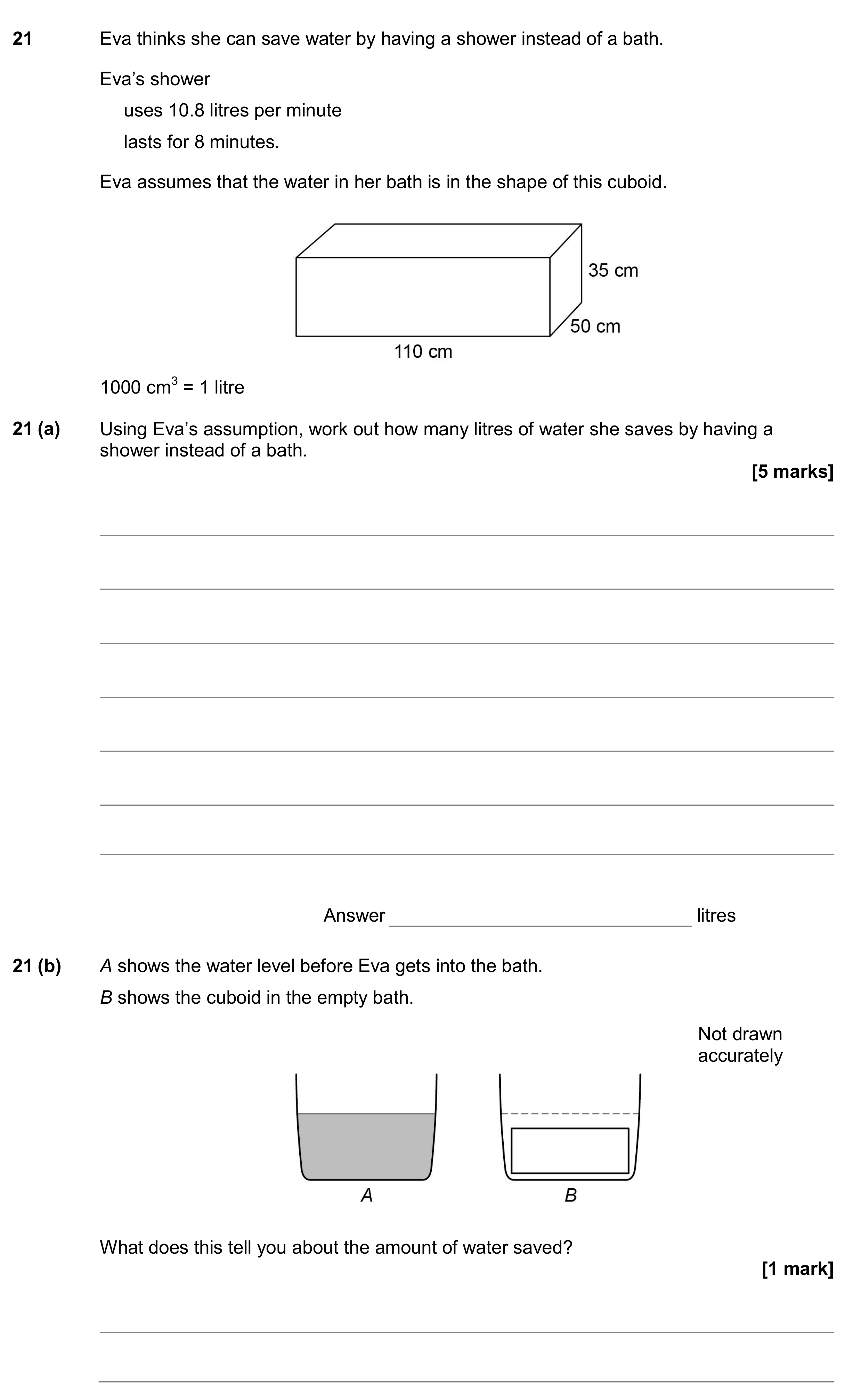 Question 21 — Surface Area and Volume — AQA GCSE June 2017