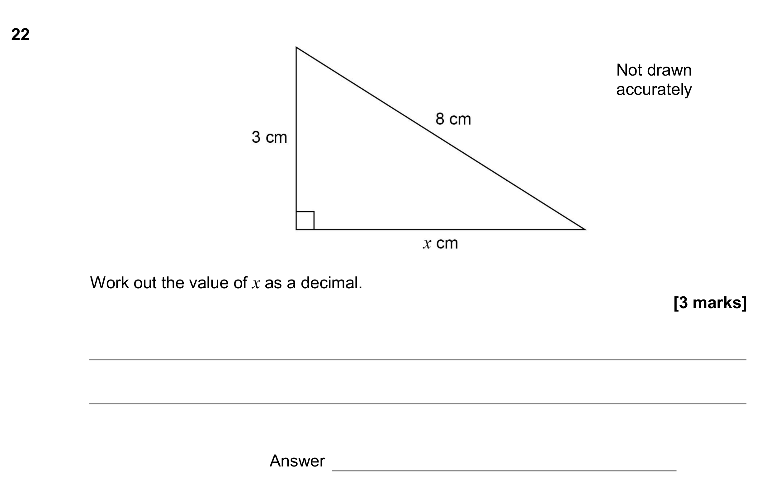 Question 22 — Pythagoras — AQA GCSE June 2017
