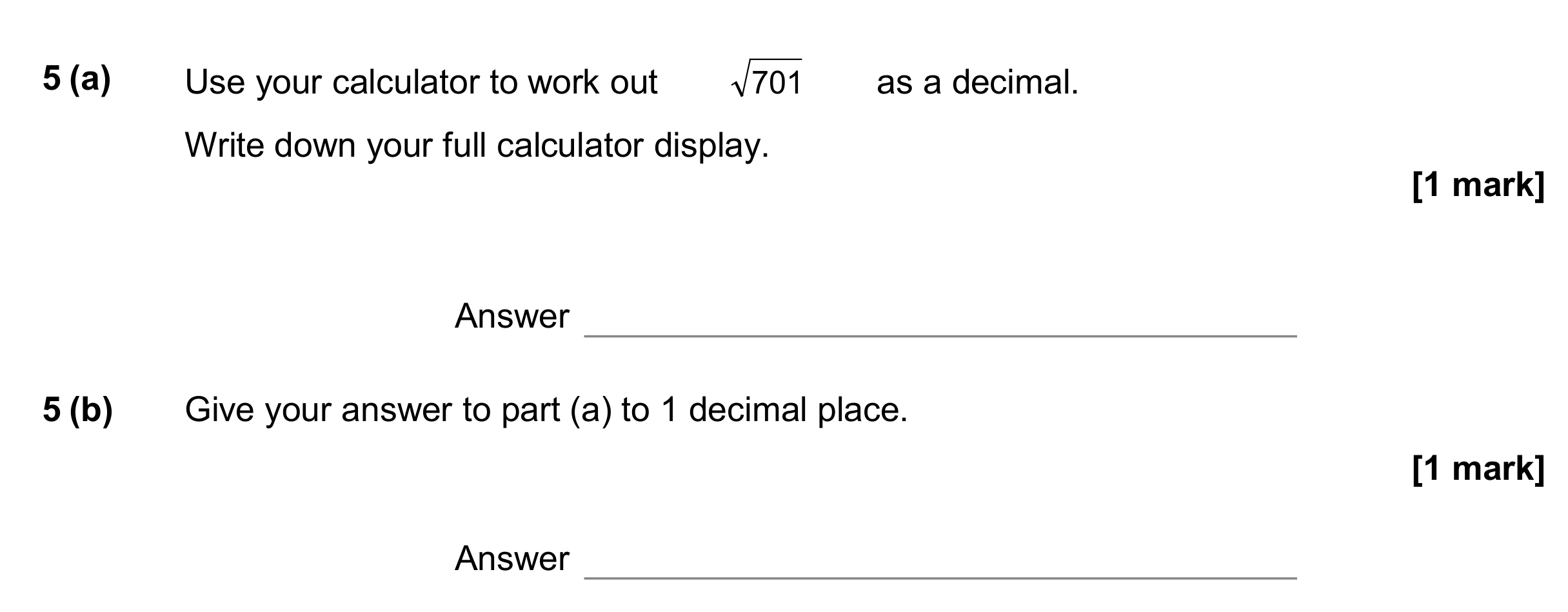 Question 5 — Calculator Questions, Rounding — AQA GCSE June 2017