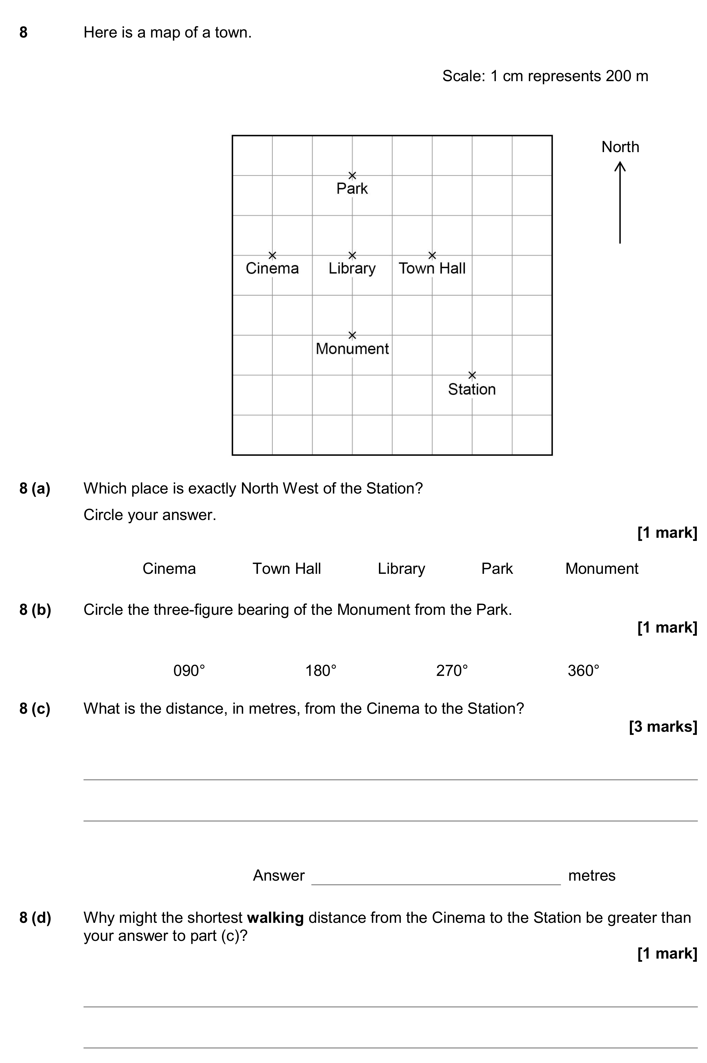 Question 8 — Maps — AQA GCSE June 2017