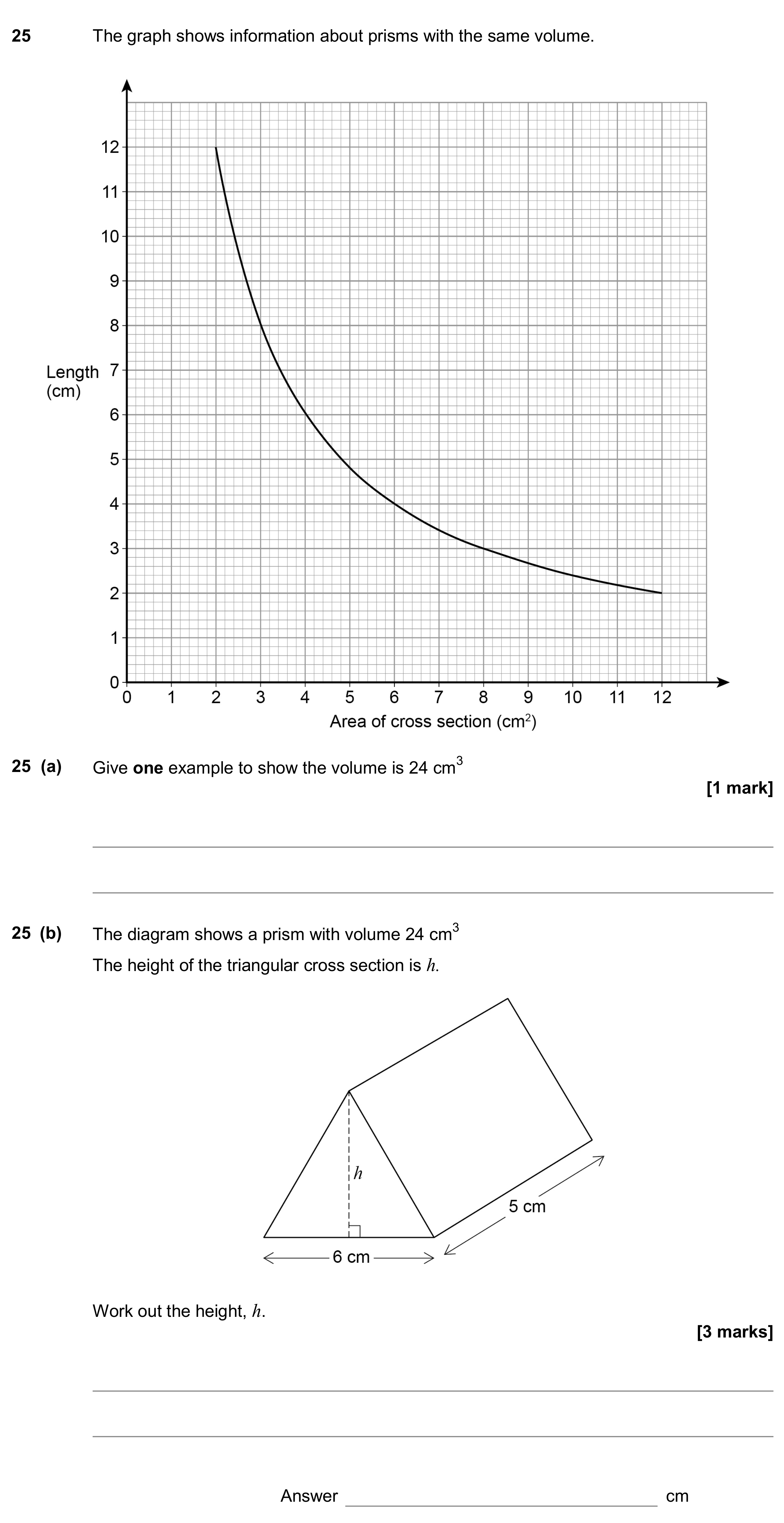 Question 25 — Interpreting Graphs, Surface Area and Volume — AQA GCSE November 2017