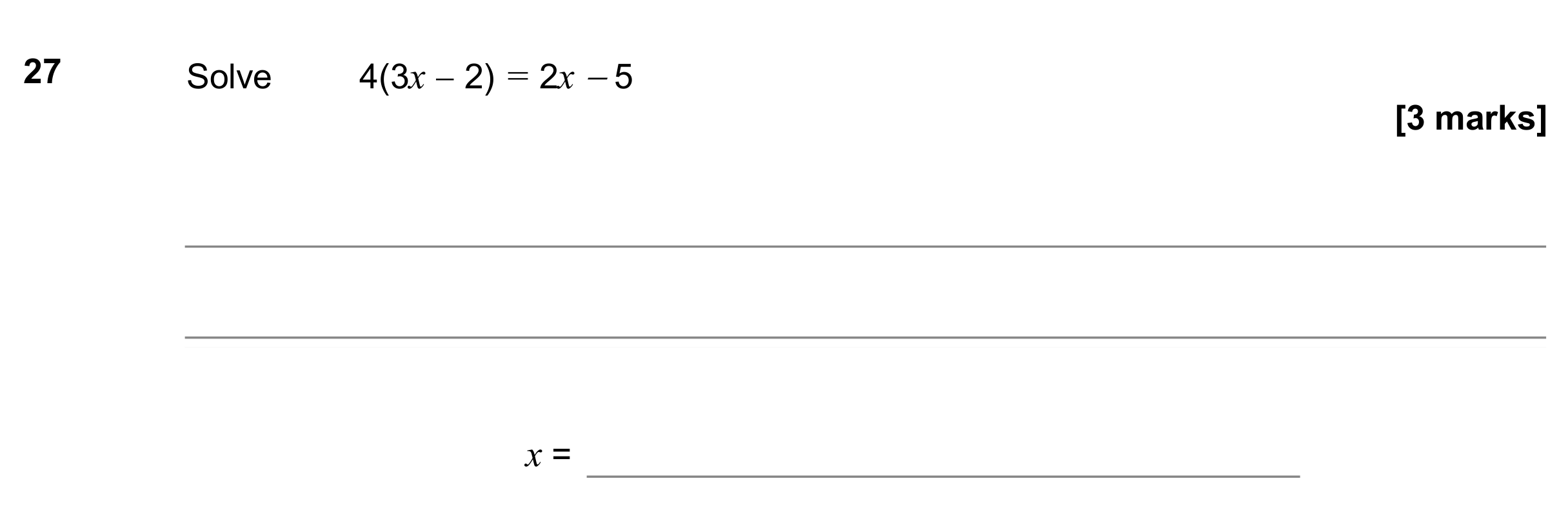 Question 27 — Linear Equations — AQA GCSE November 2017
