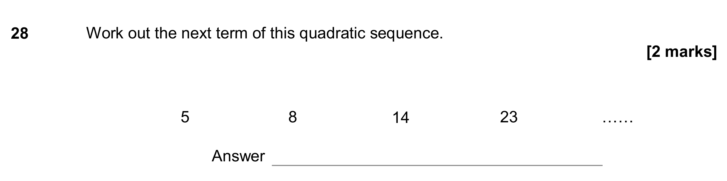 Question 28 — Sequences — AQA GCSE November 2017