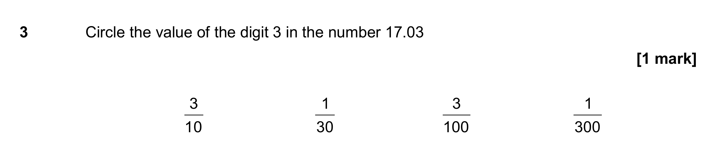 Question 3 — Place Value — AQA GCSE November 2017