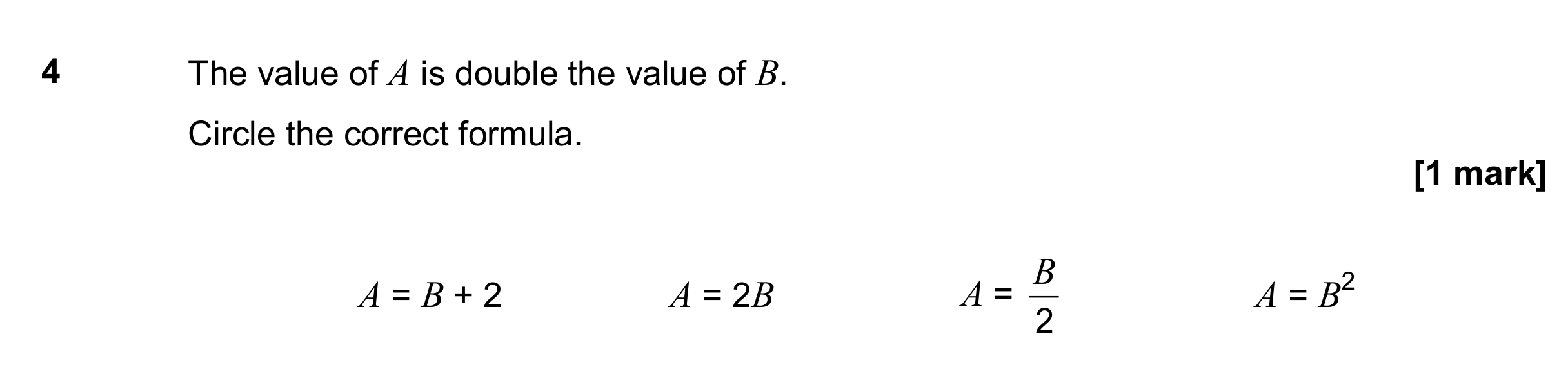 Question 4 — Formulae — AQA GCSE November 2017