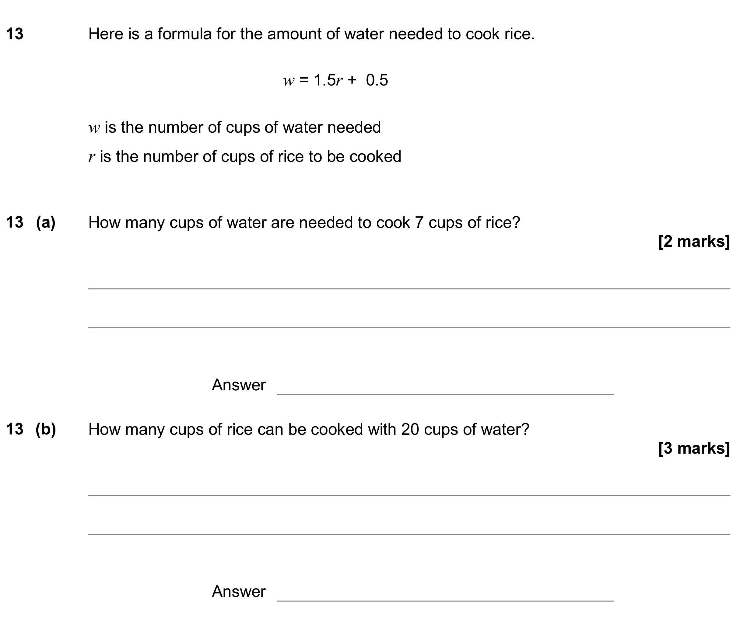 Question 13 — Formulae — AQA GCSE June 2018