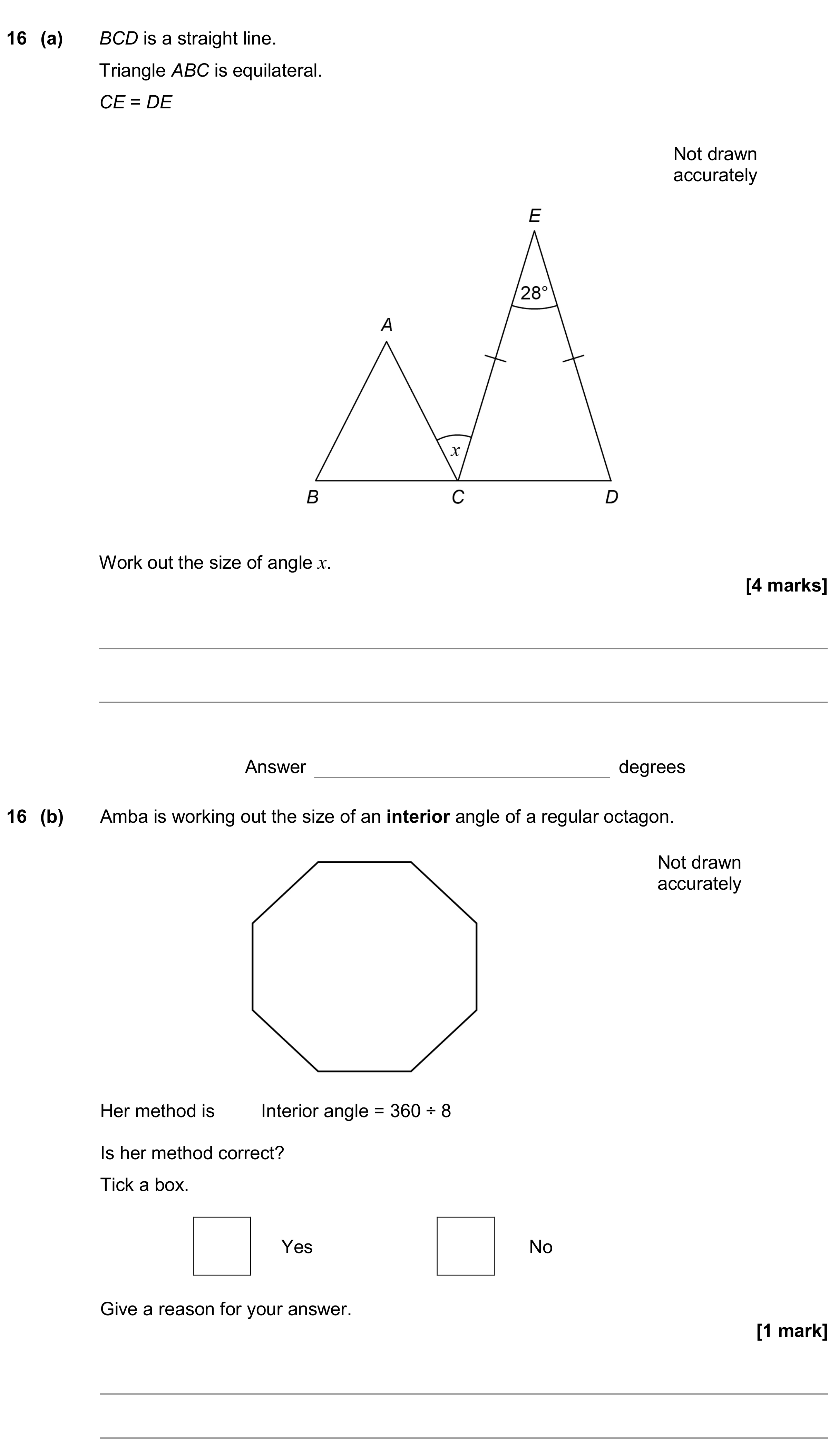 Question 16 — Angles — AQA GCSE June 2018