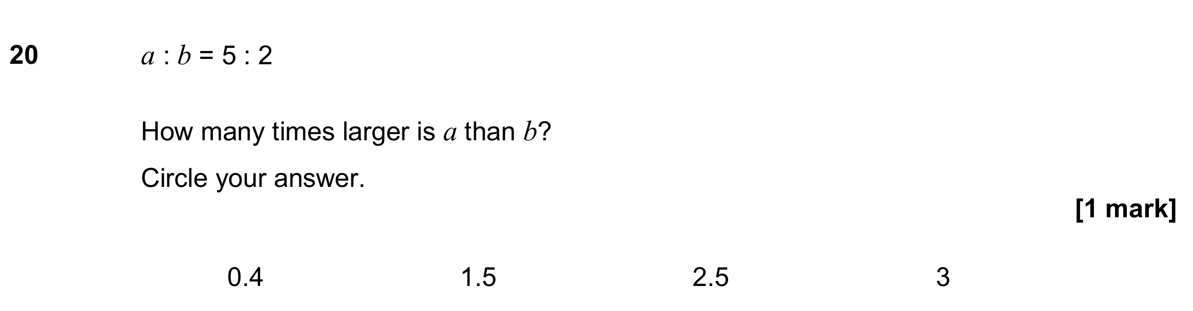 Question 20 — Ratios — AQA GCSE June 2018