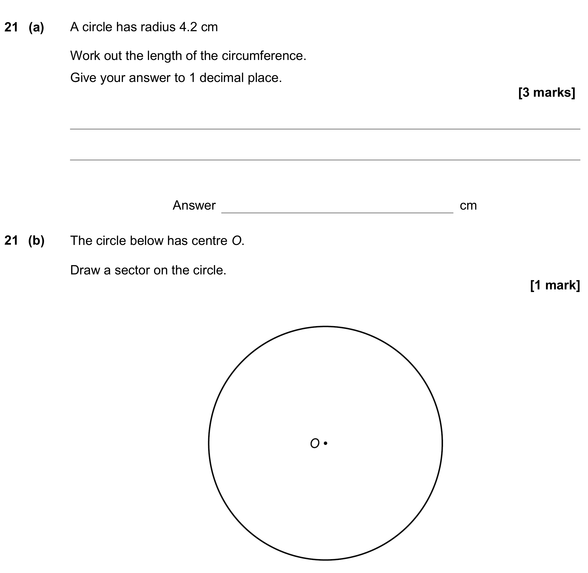 Question 21 — Circles, Sectors — AQA GCSE June 2018