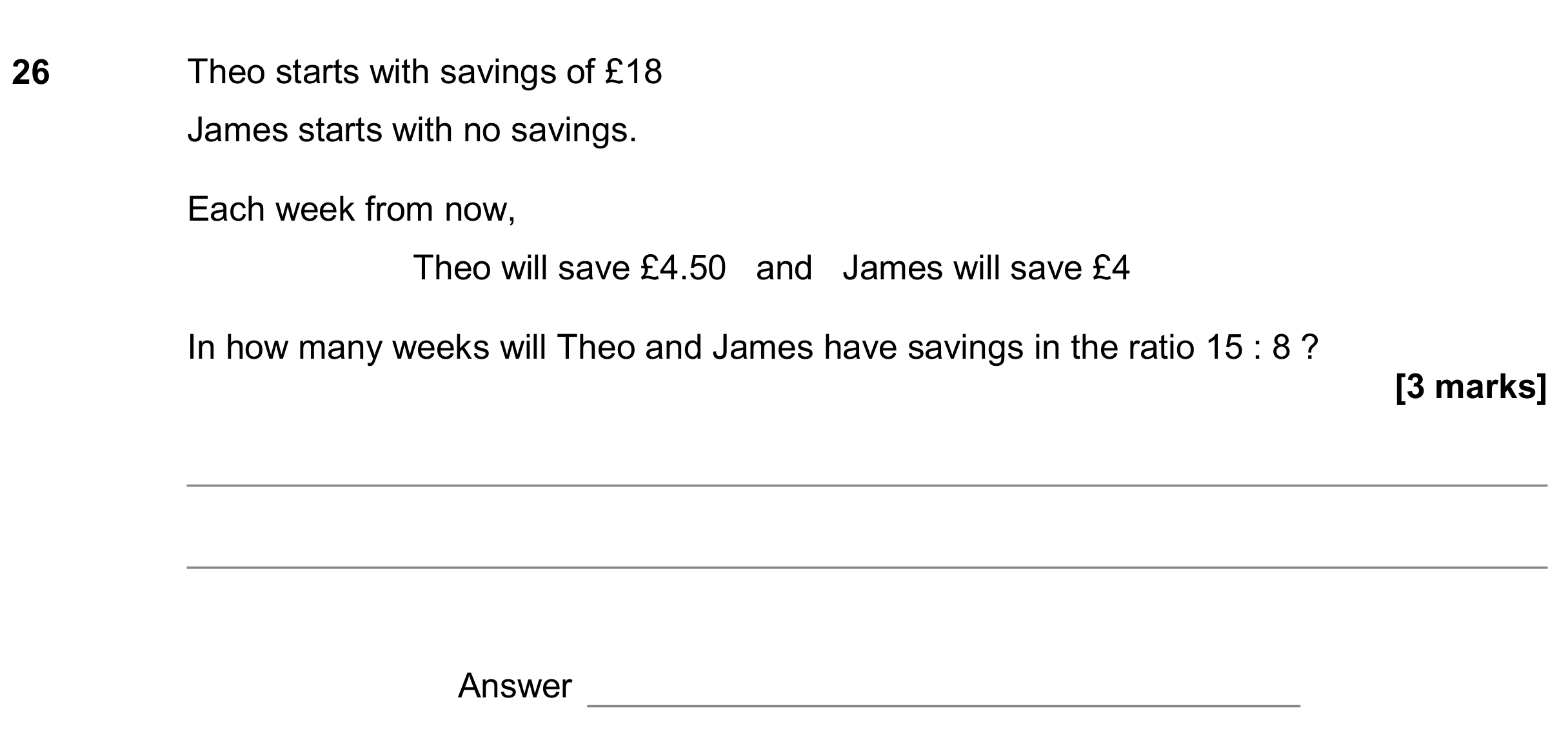 Question 26 — Ratios — AQA GCSE June 2018