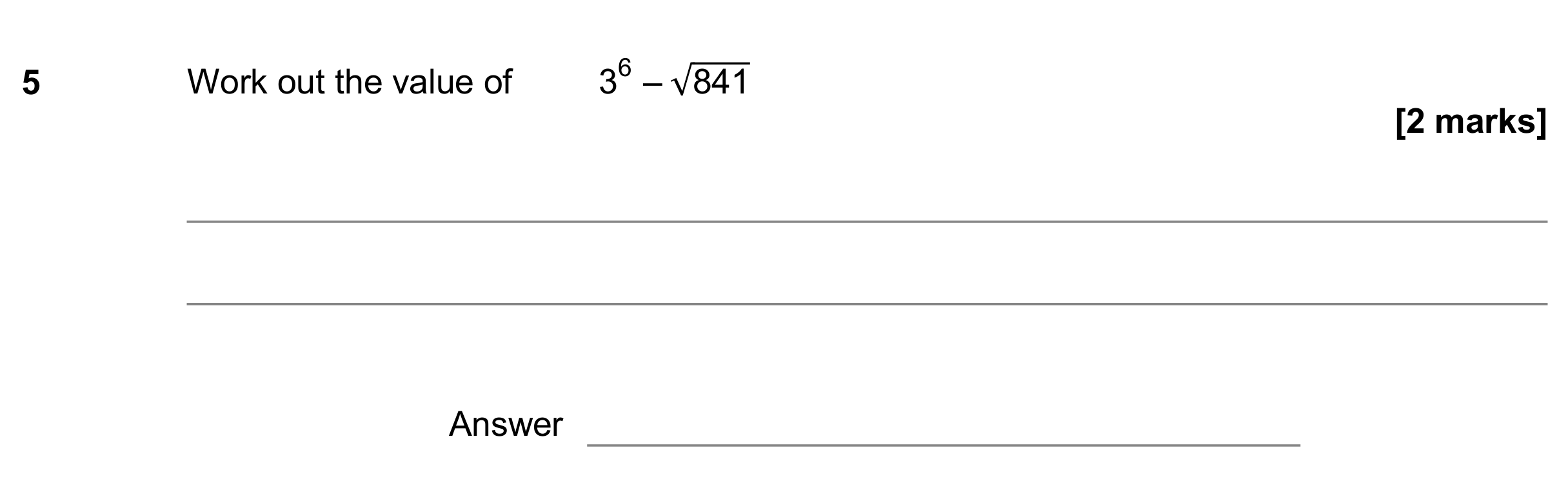 Question 5 — Calculator Questions — AQA GCSE June 2018