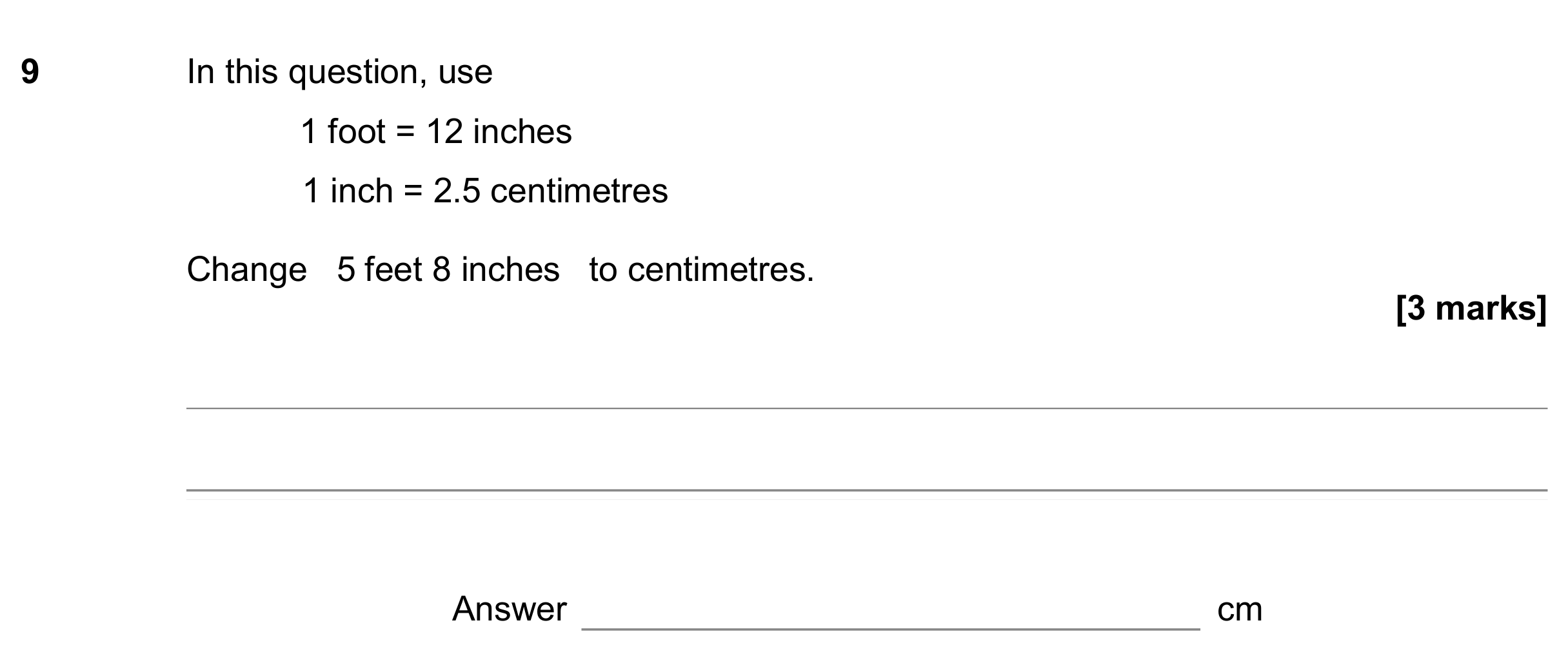 Question 9 — Unit Conversions — AQA GCSE June 2018