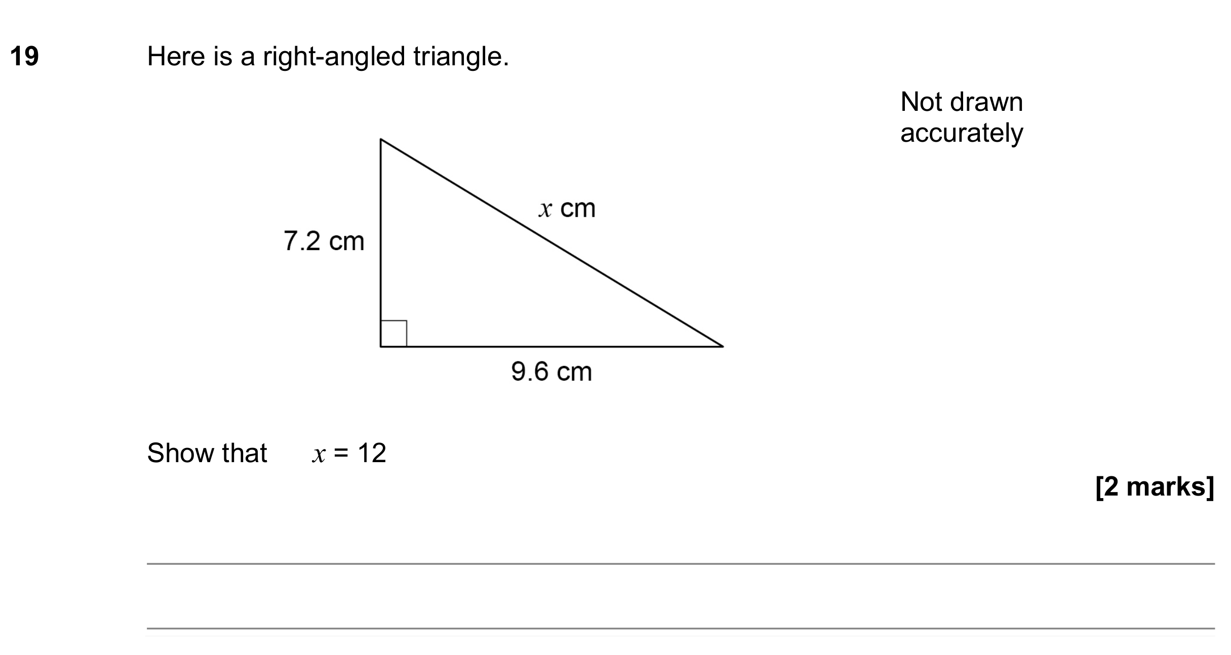 Question 19 — Pythagoras — AQA GCSE November 2018