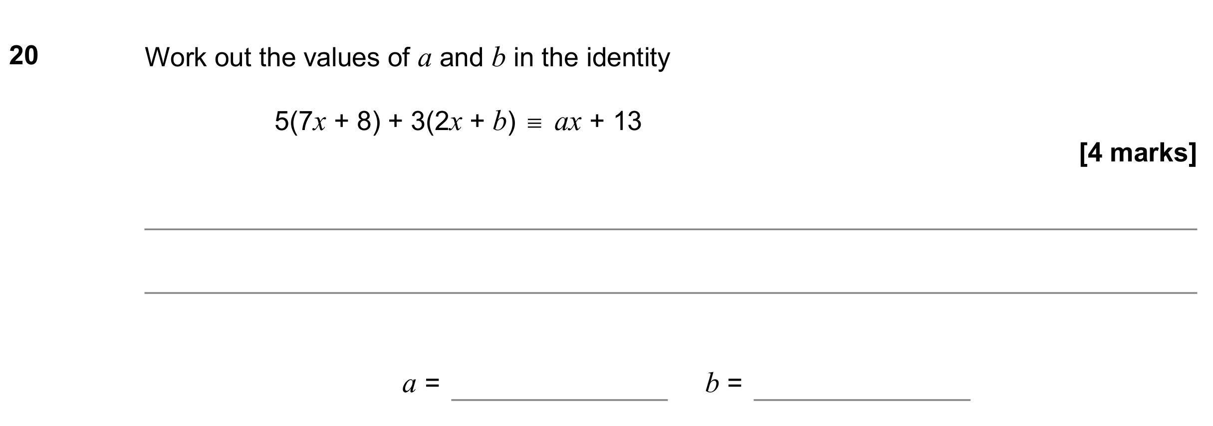 Question 20 — Identities — AQA GCSE November 2018