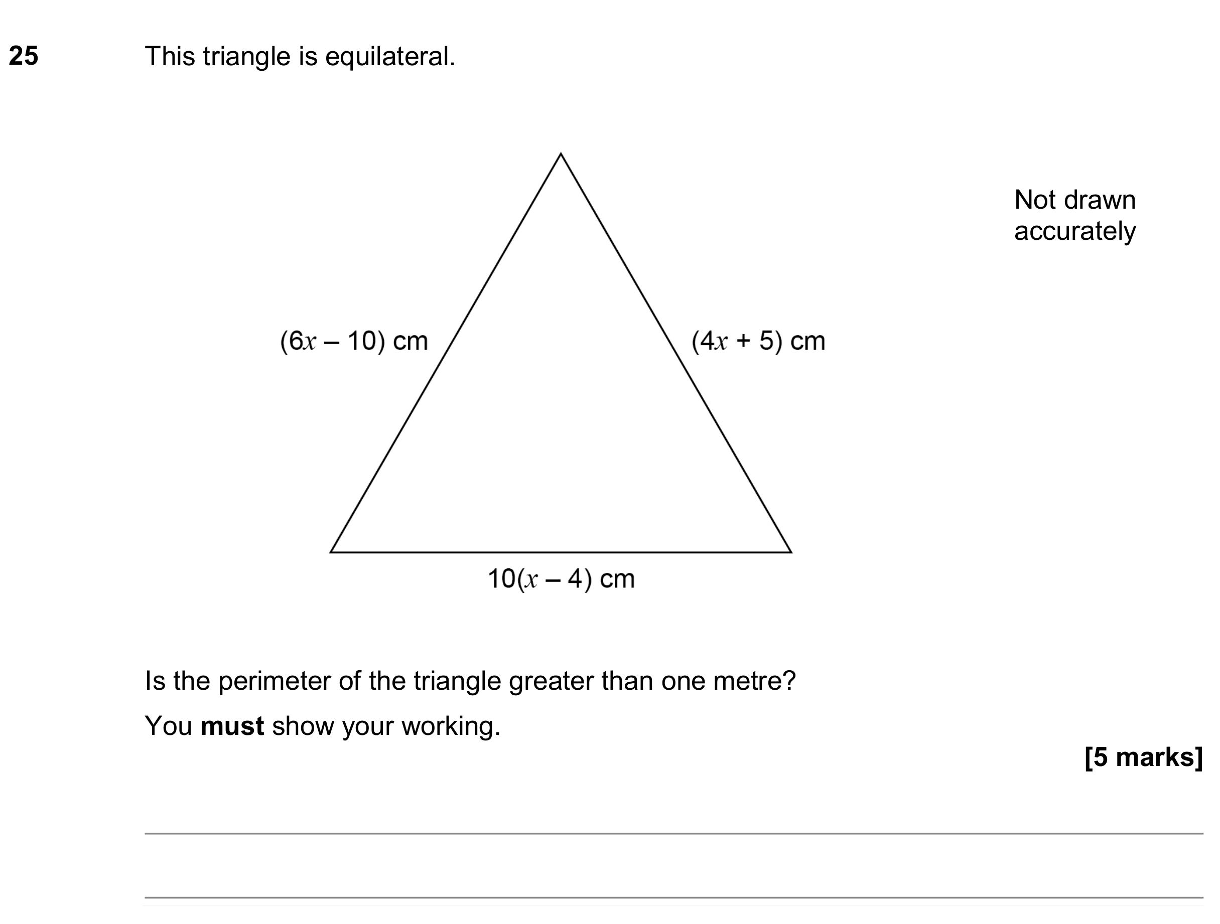 Question 25 — Perimeter and Area — AQA GCSE November 2018