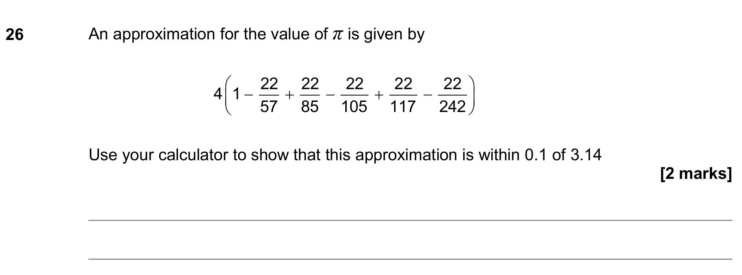 Question 26 — Calculator Questions — AQA GCSE November 2018