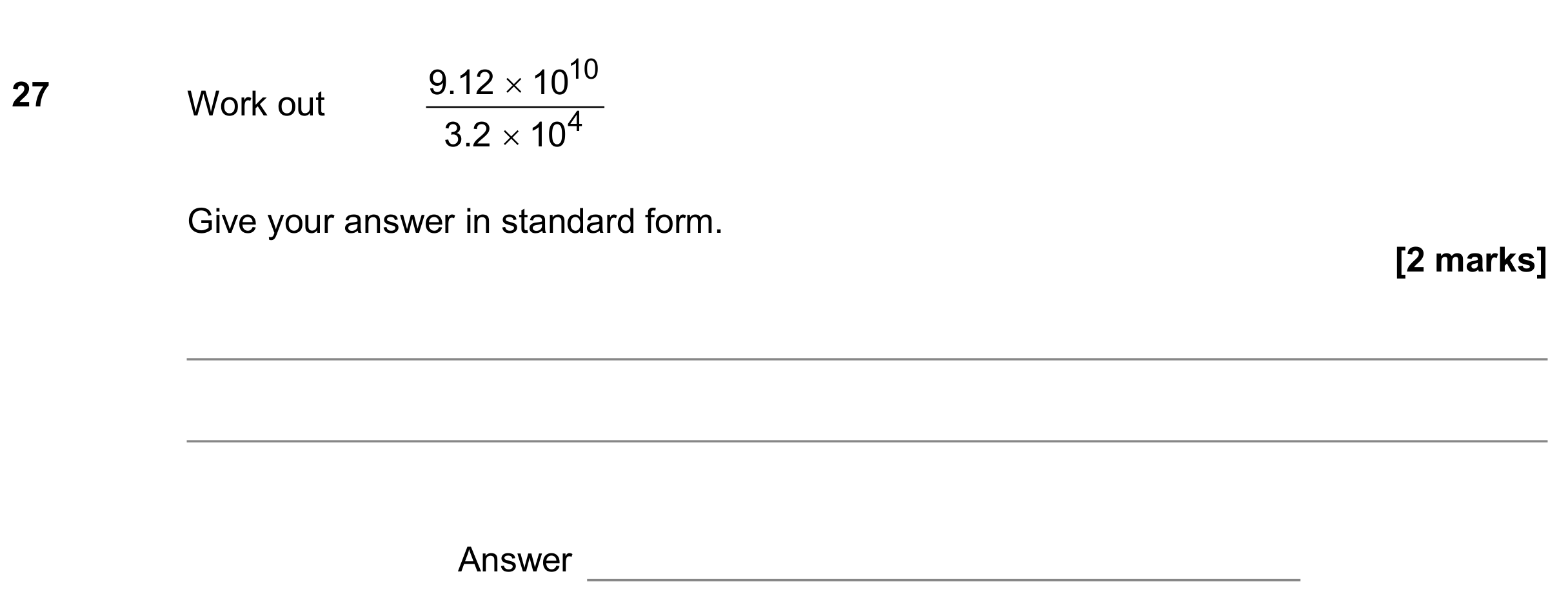 Question 27 — Standard Form — AQA GCSE November 2018