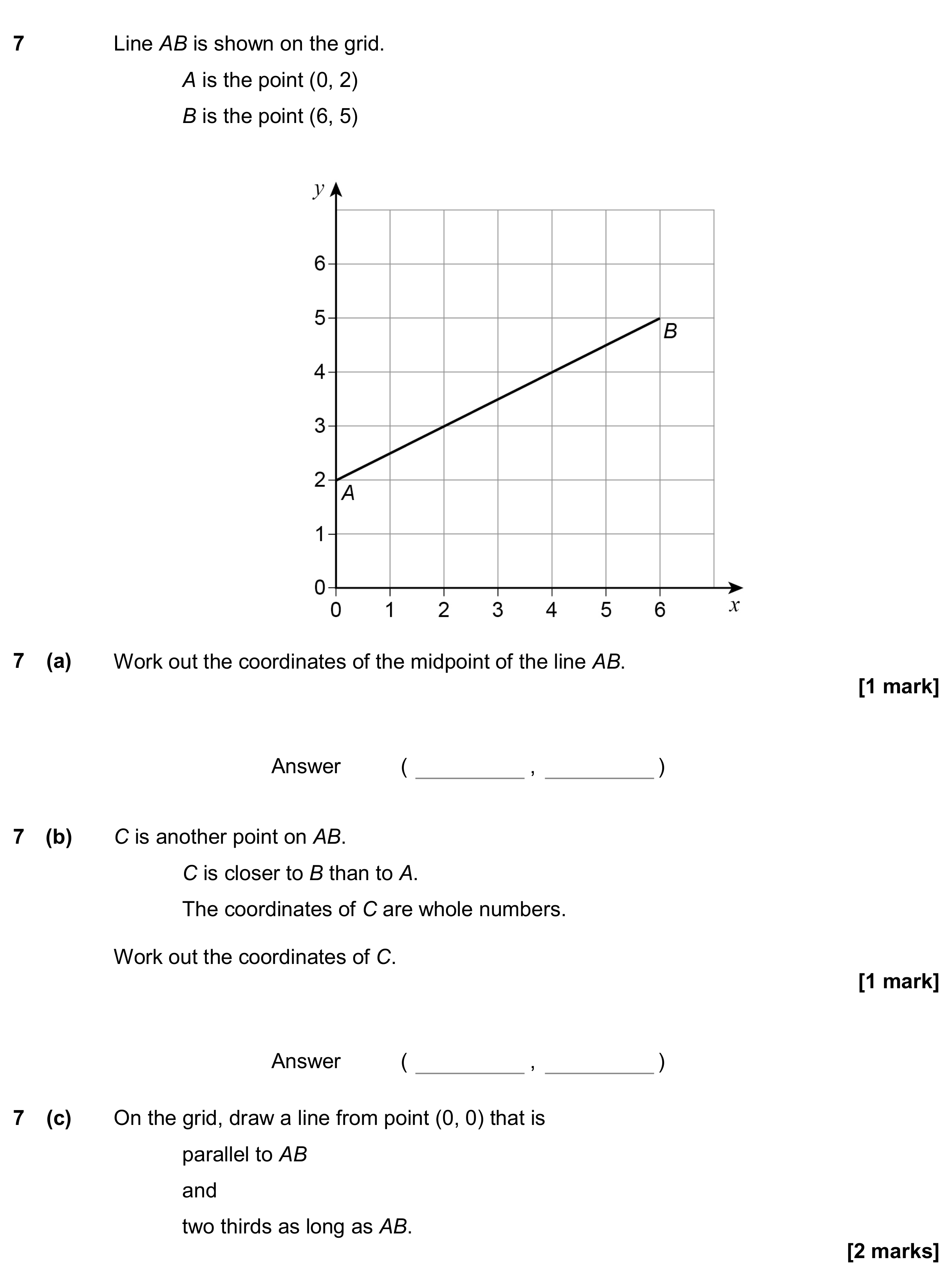 Question 7 — Midpoints, Coordinates, Construction — AQA GCSE November 2018