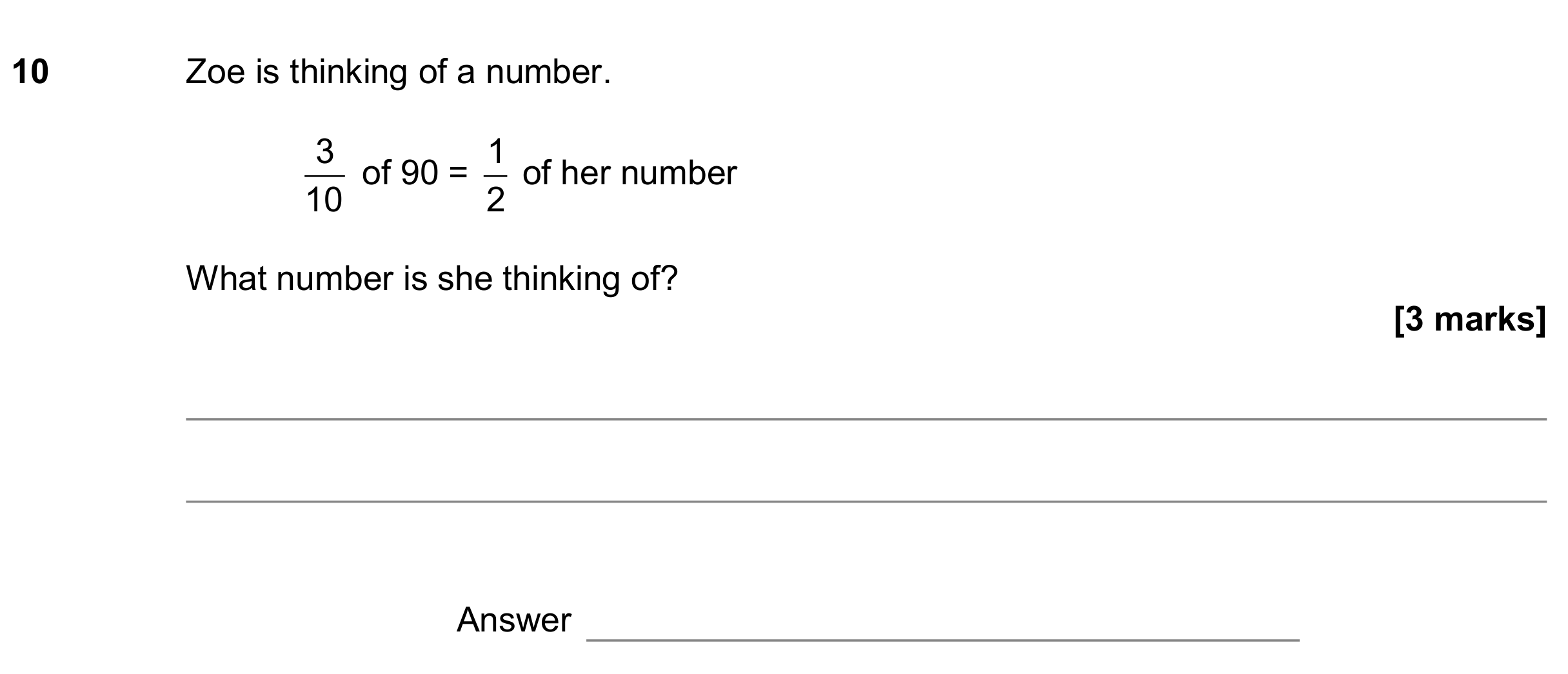 Question 10 — Fractions — AQA GCSE June 2019