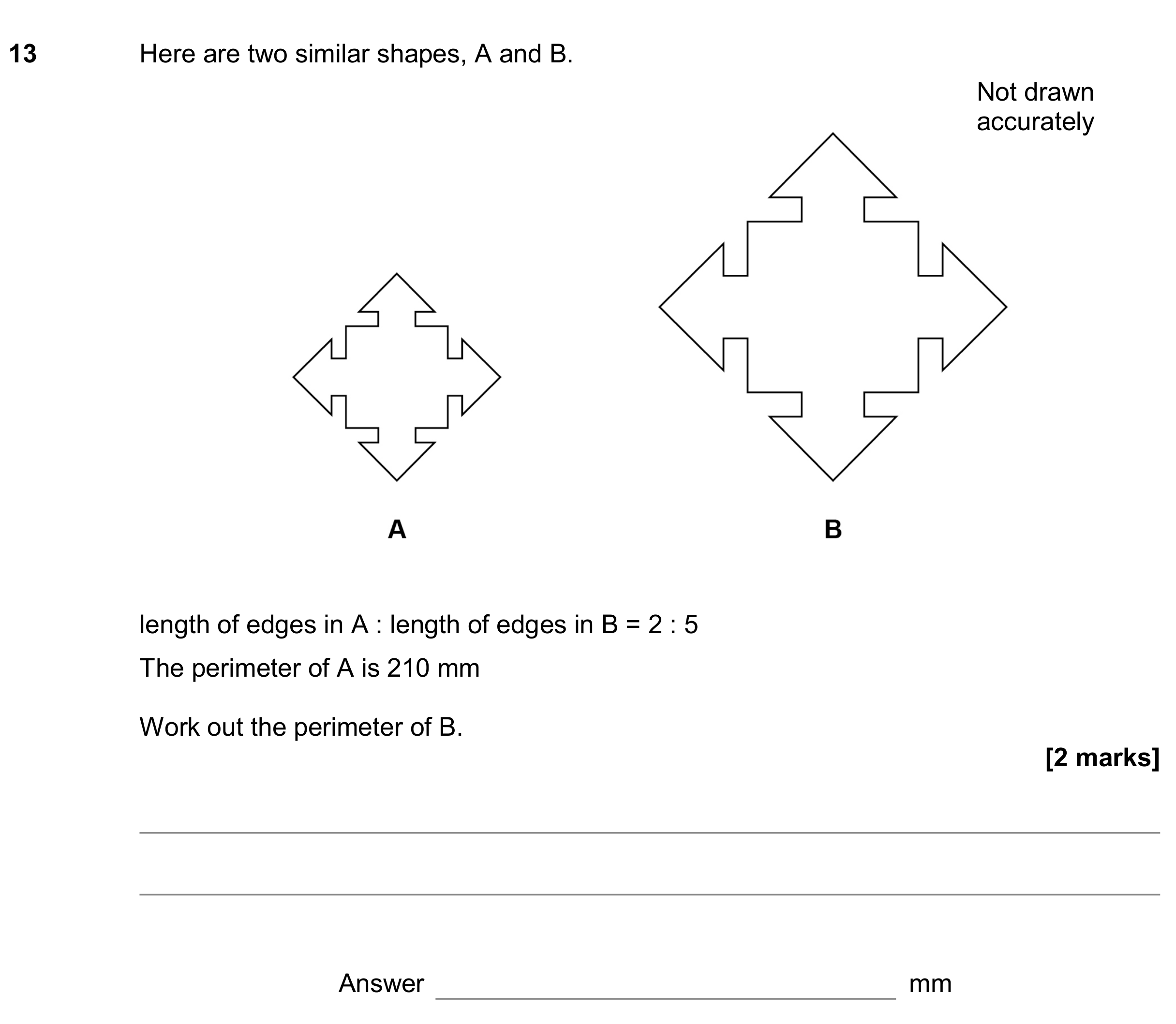 Question 13 — Congruence and Similarity, Ratios — AQA GCSE June 2019