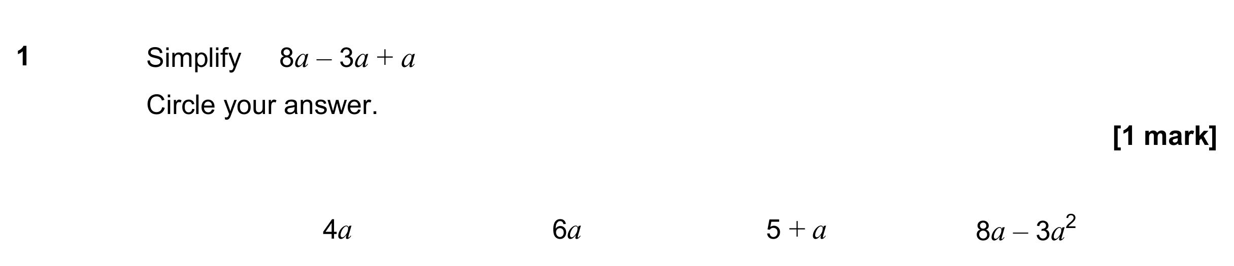 Question 1 — Factorise/Expand/Simplify — AQA GCSE November 2019