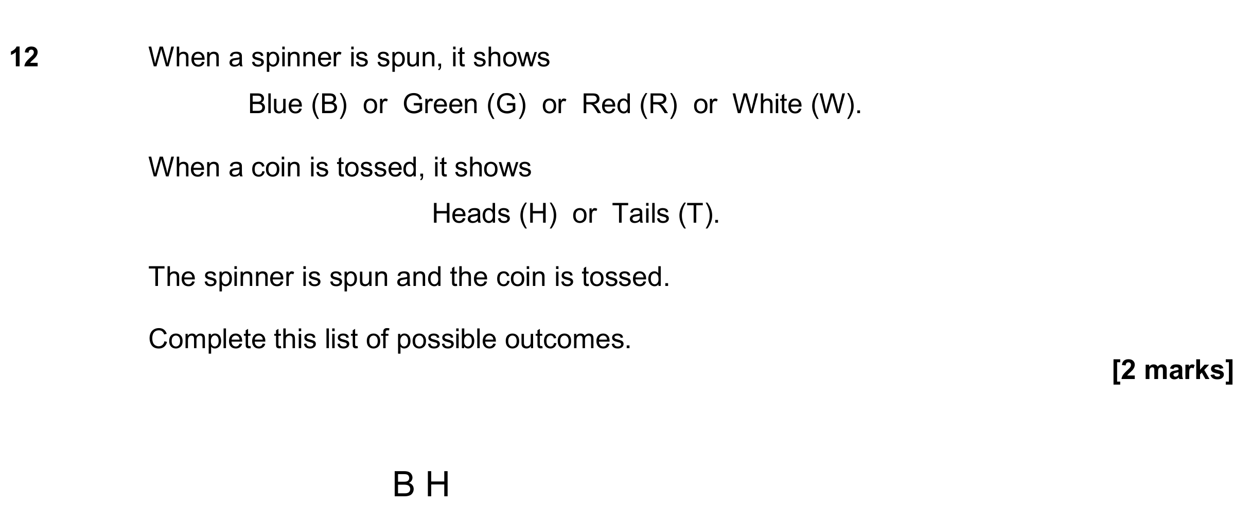Question 12 — Combinations — AQA GCSE November 2019